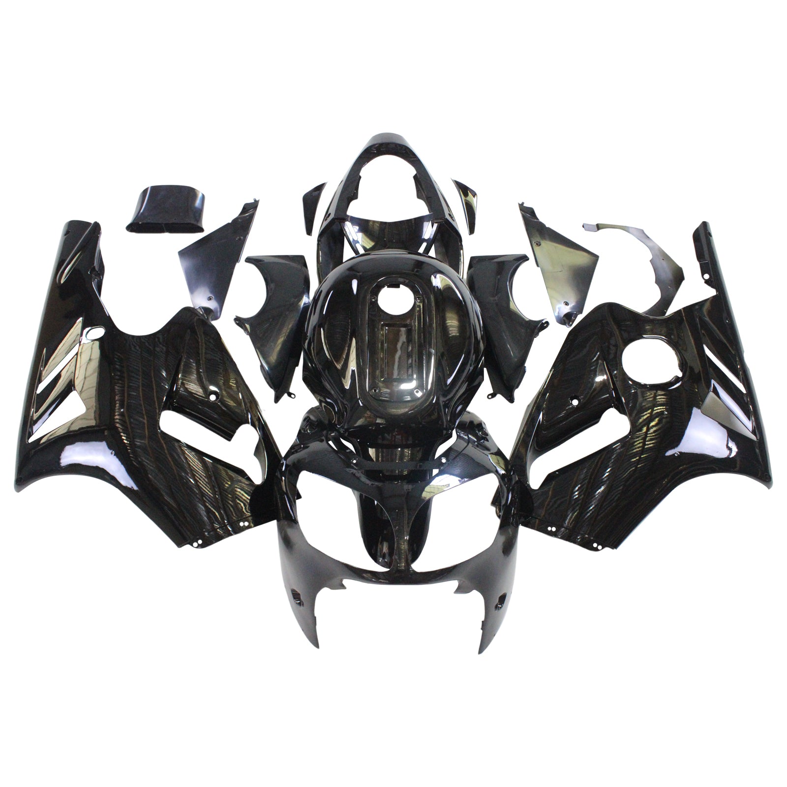 Amotopart Kawasaki 2000-2001 ZX12R Bright Black Fairing Kit