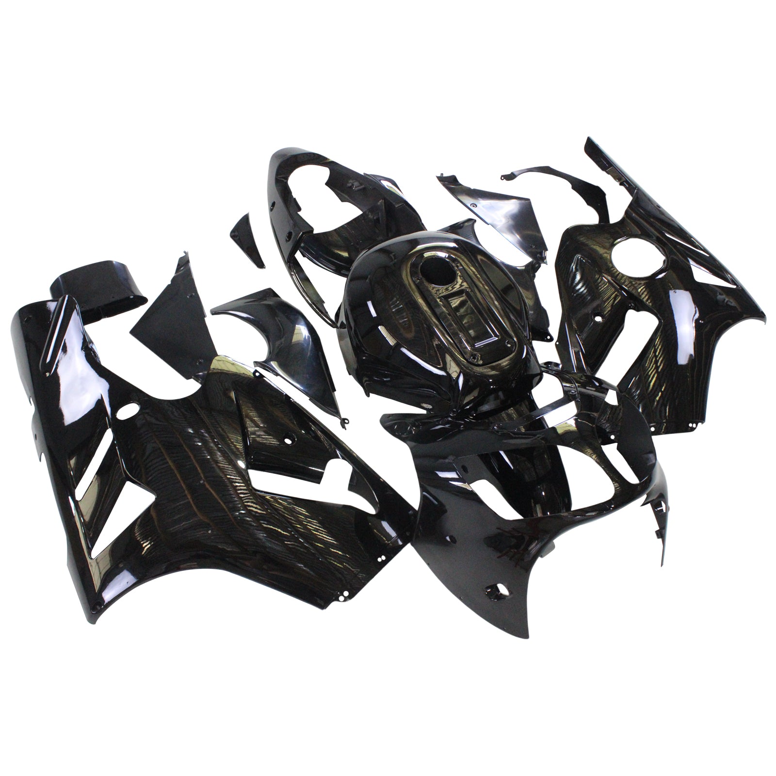 Amotopart Kawasaki 2000-2001 ZX12R Bright Black Fairing Kit