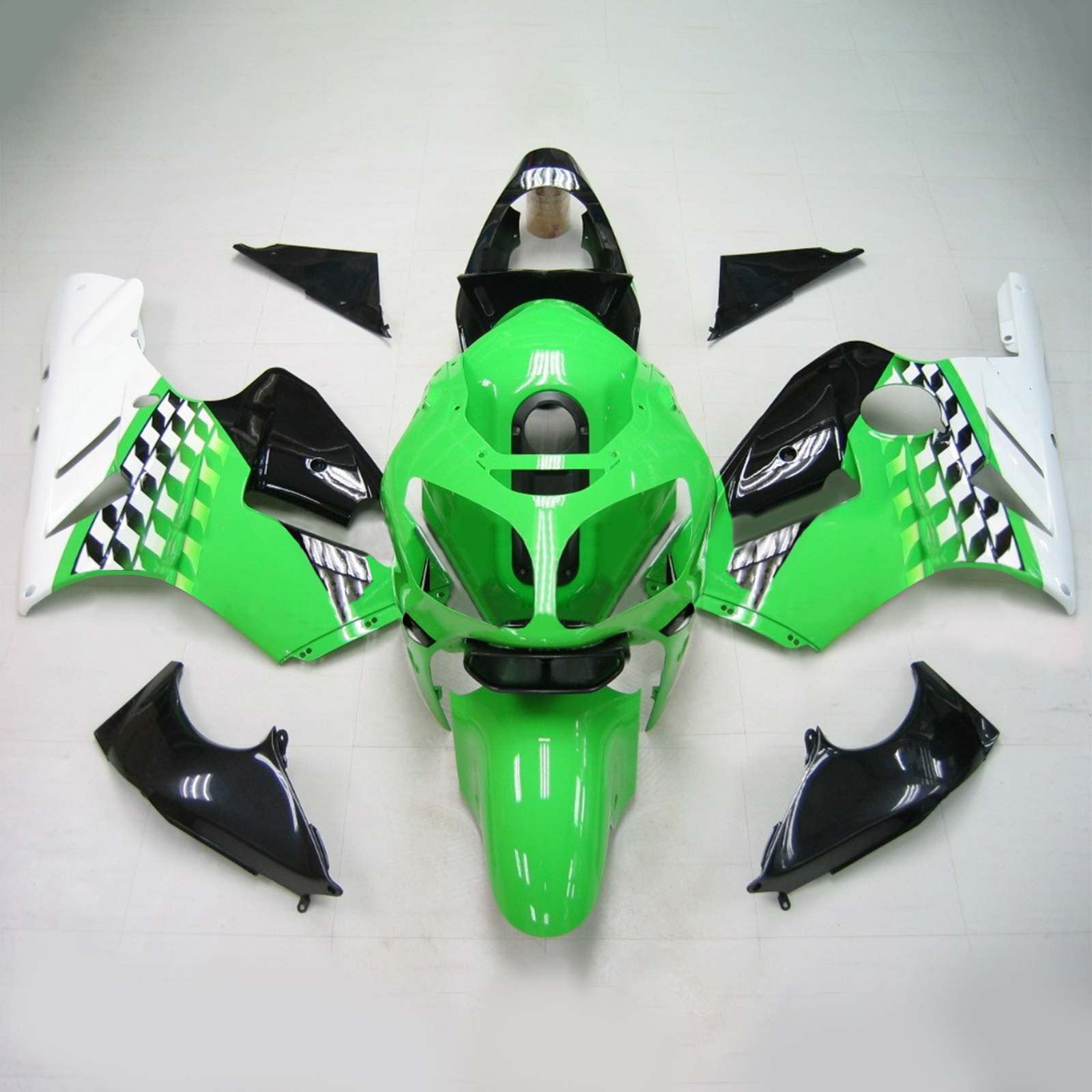 Amotopart Kawasaki 2000-2001 ZX12R Green Black Fairing Kit