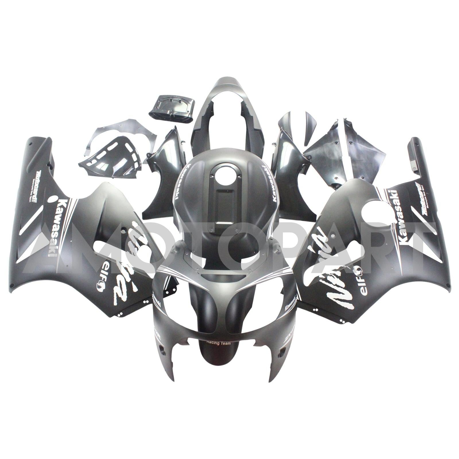Amotopart Kawasaki 2000-2001 ZX12R Black Mix White Fairing Kit