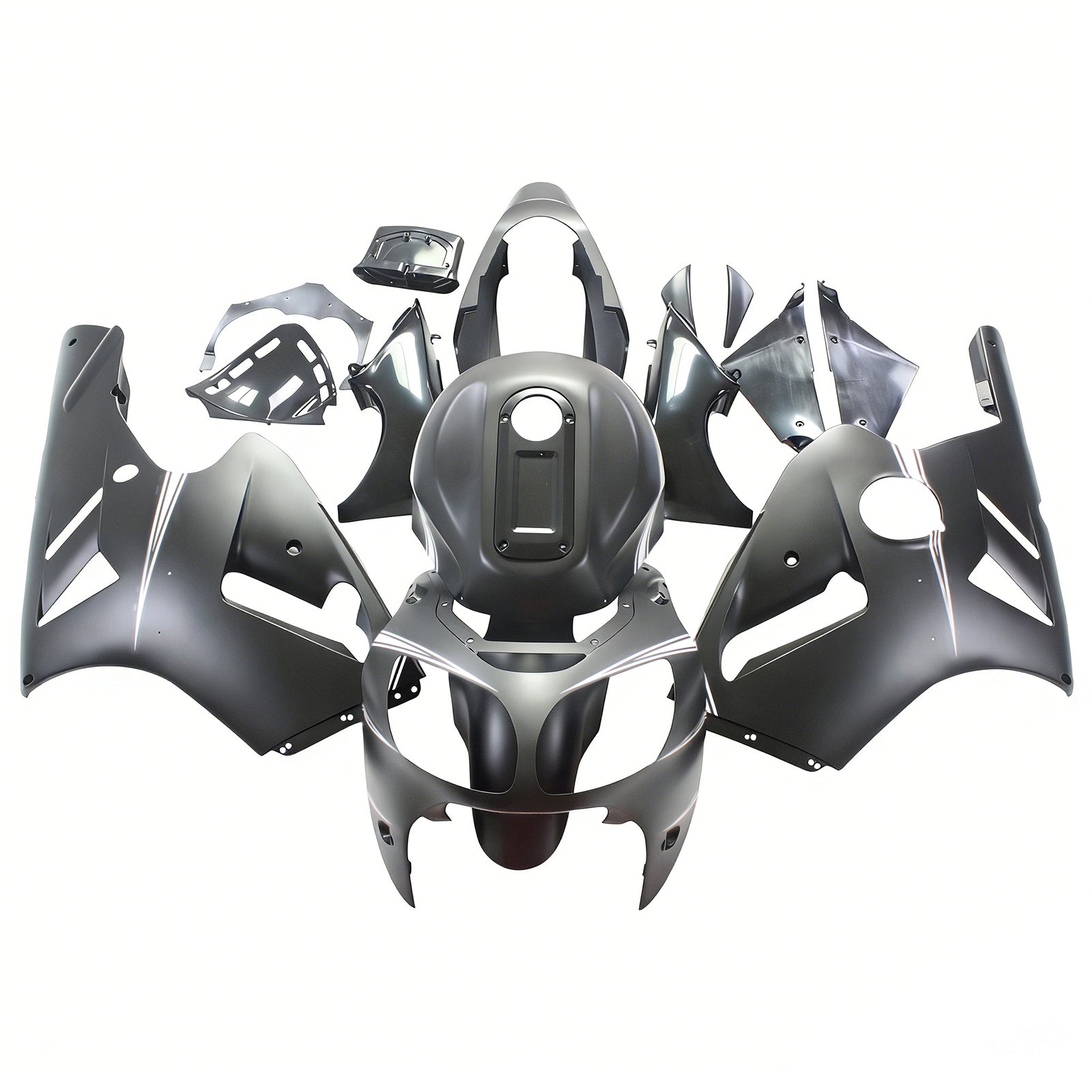 Amotopart Kawasaki 2000-2001 ZX12R Black Mix White Fairing Kit