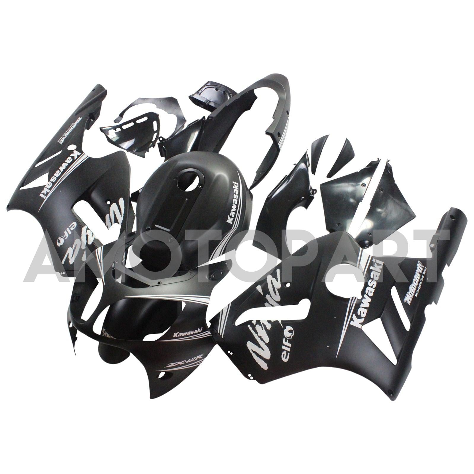 Amotopart Kawasaki 2000-2001 ZX12R Black Mix White Fairing Kit