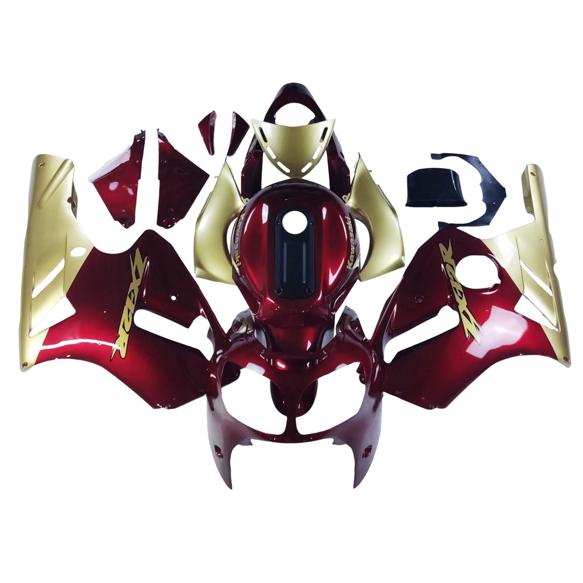 Amotopart Kawasaki 2000-2001 ZX12R Kit de carenado rojo dorado