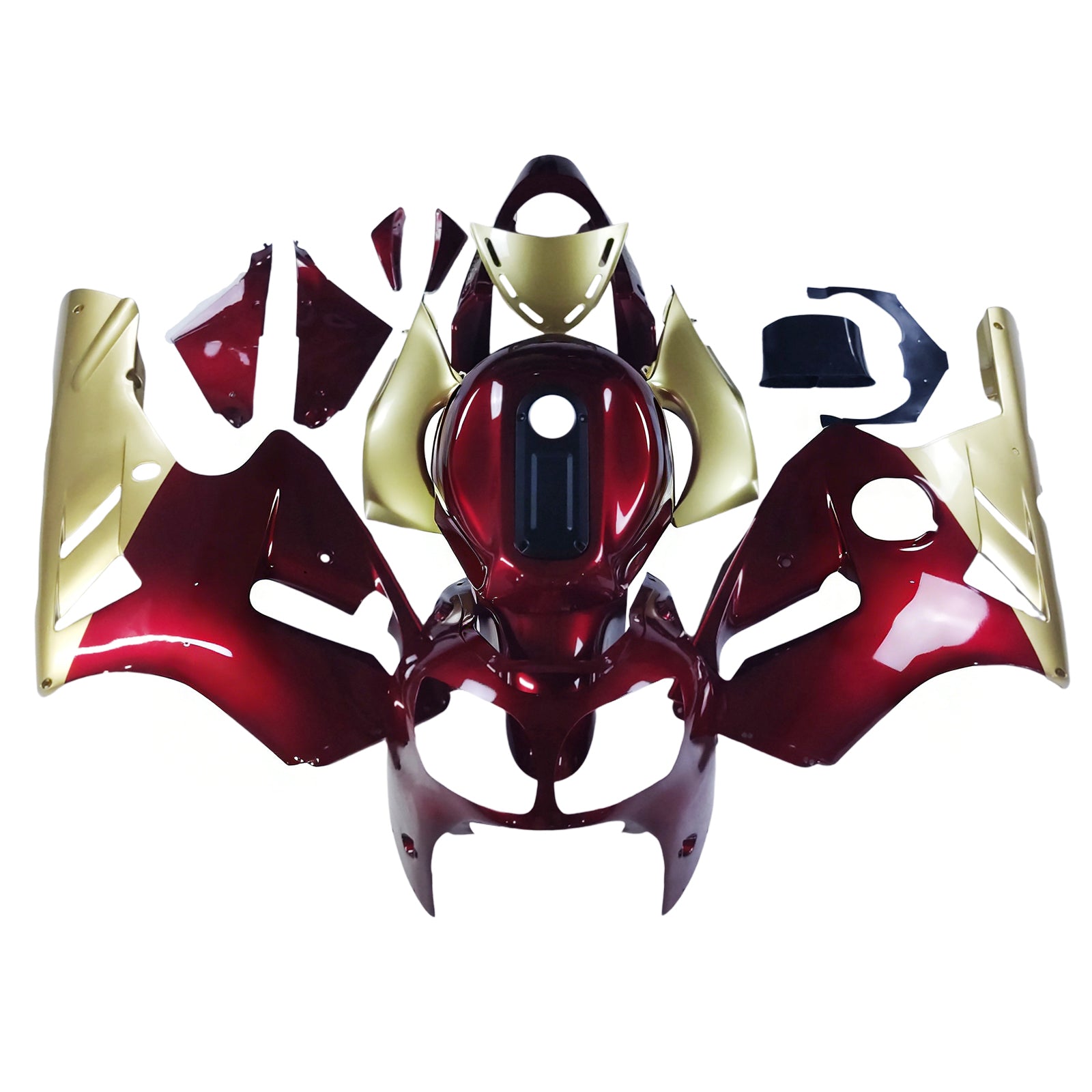 Amotopart Kawasaki 2000-2001 ZX12R Red Golden Fairing Kit