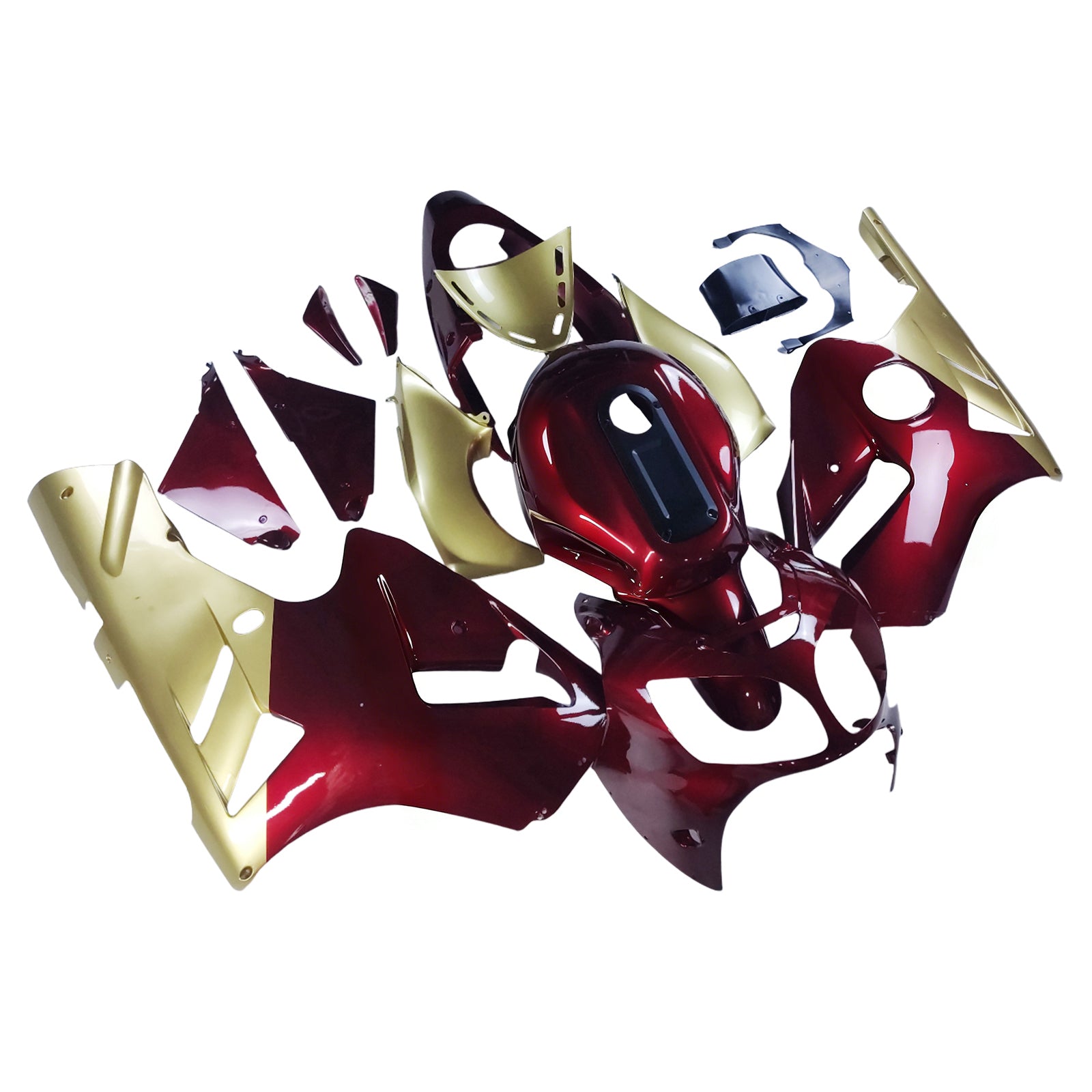 Amotopart Kawasaki 2000-2001 ZX12R Red Golden Fairing Kit