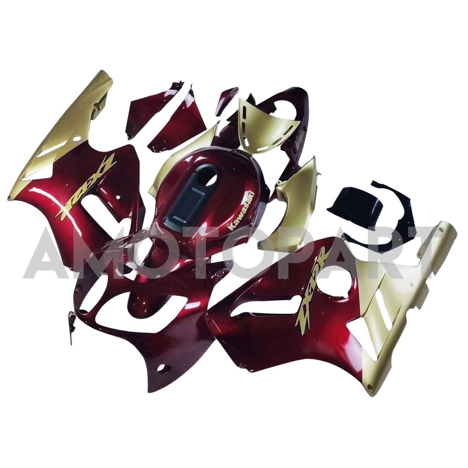Amotopart Kawasaki 2000-2001 ZX12R Red Golden Fairing Kit