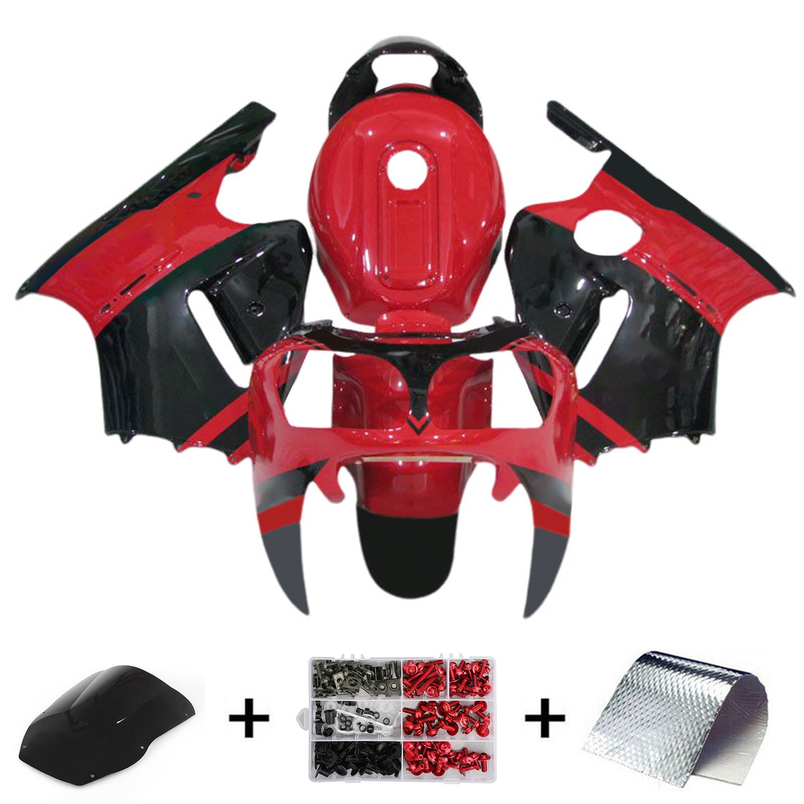 Amotopart 2000-2001 Kawasaki ZX12R Black Red Failing Kit