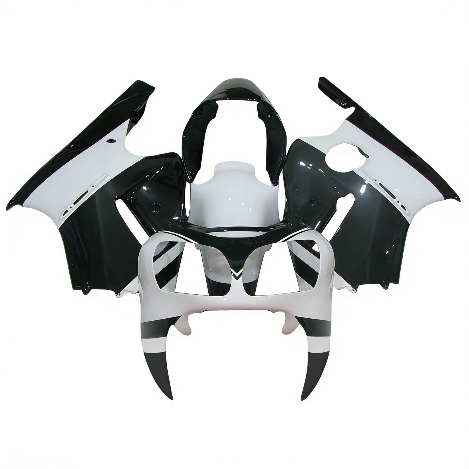 Amotopart 2000-2001 Kawasaki ZX12R Black White Fairing Kit