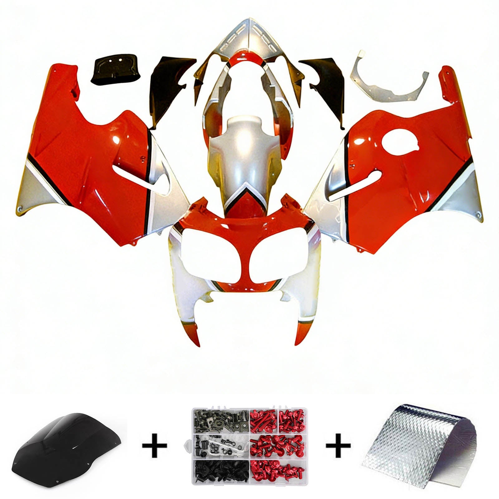 Amotopart 2000-2001 Kawasaki ZX12R White Red & Yellow Fairing Kit