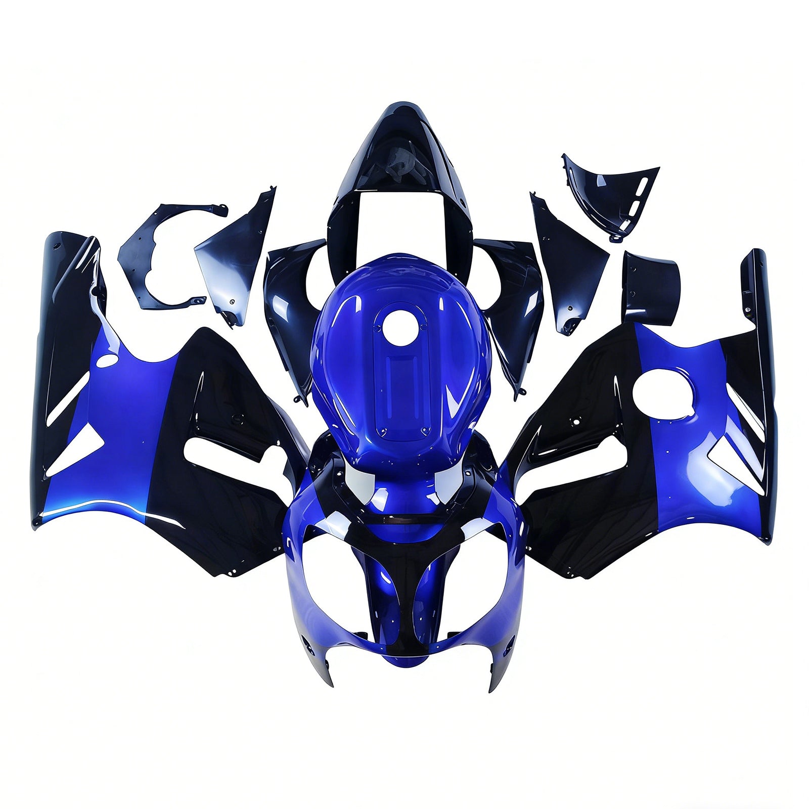 Amotopart 2000–2001 Kawasaki ZX12R Verkleidungsset in glänzendem Schwarz und Blau