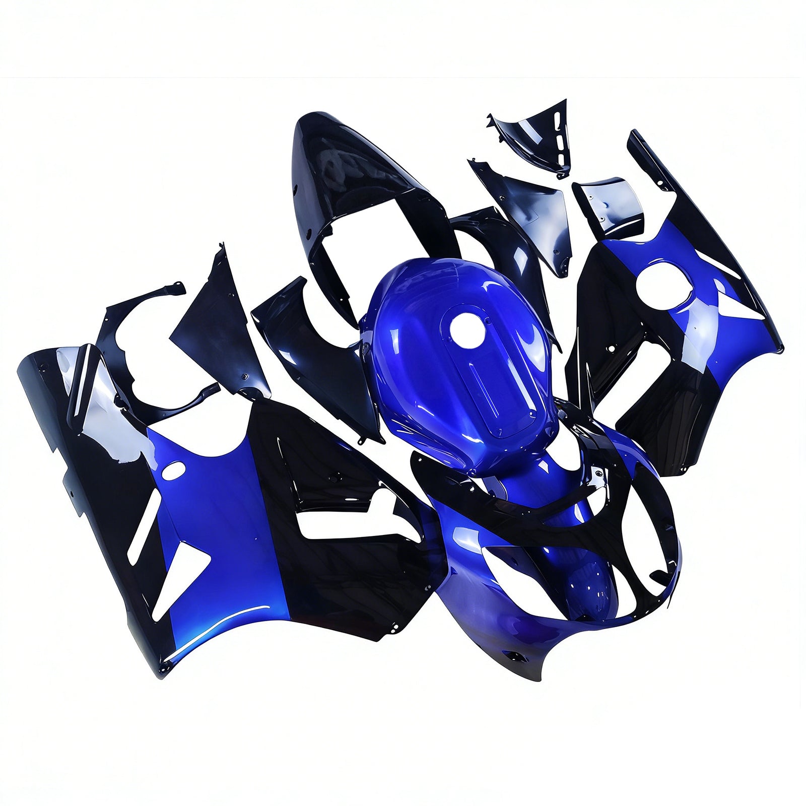 Amotopart 2000-2001 Kawasaki ZX12R Glossy Black Blue Fairing Kit