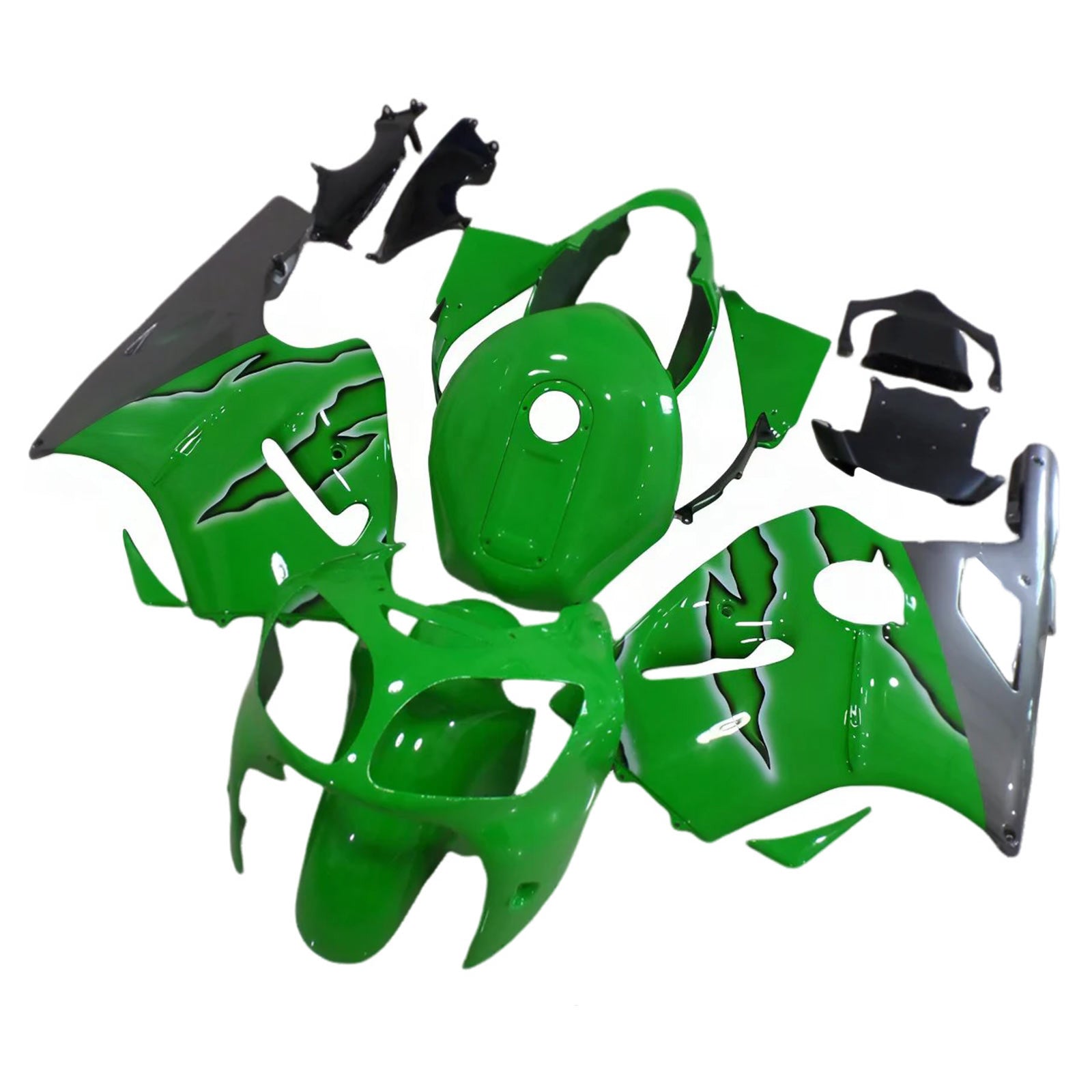 Amotopart 2000-2001 Kawasaki ZX12R Green Grey Fairing Kit