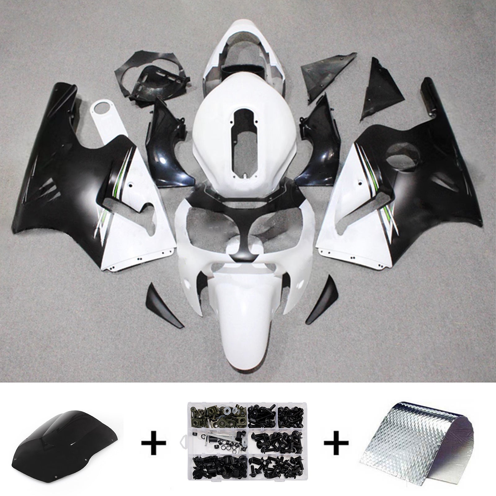 Amotopart 2000-2001 Kawasaki ZX12R zwart-witte kuipset