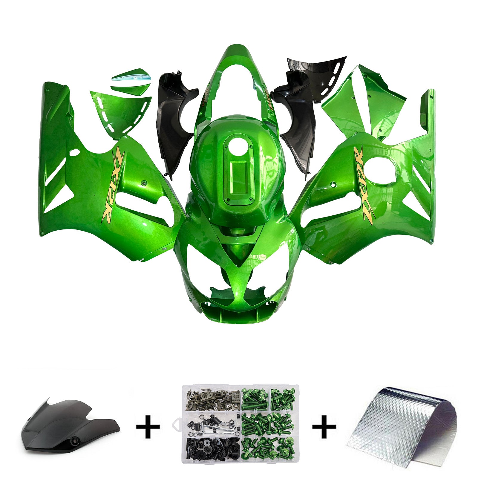 Amotopart 2002-2005 Kawasaki ZX12R Fairing G-Green Kit