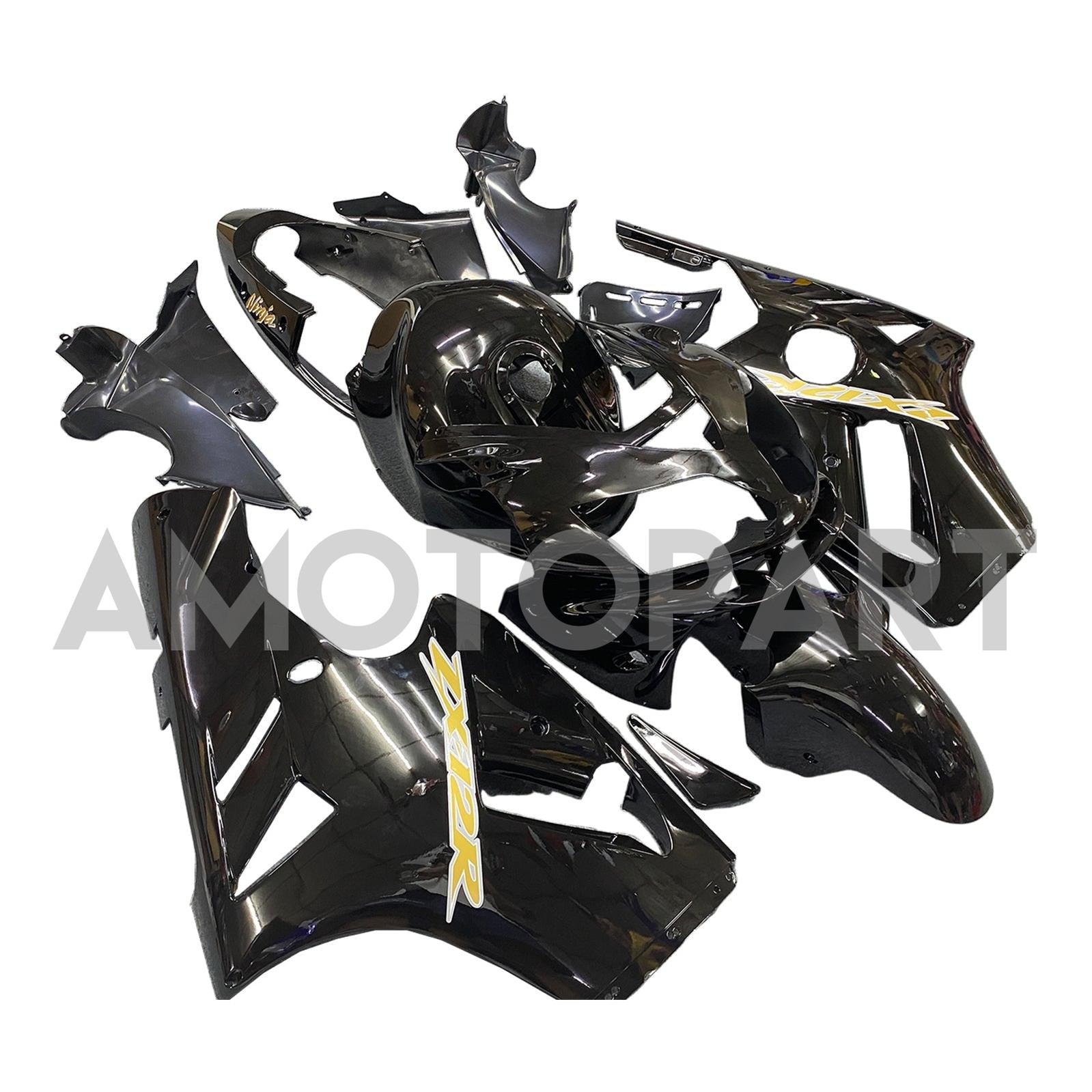 Amotopart 2002-2005 Kawasaki ZX12R Verkleidung Black Kit