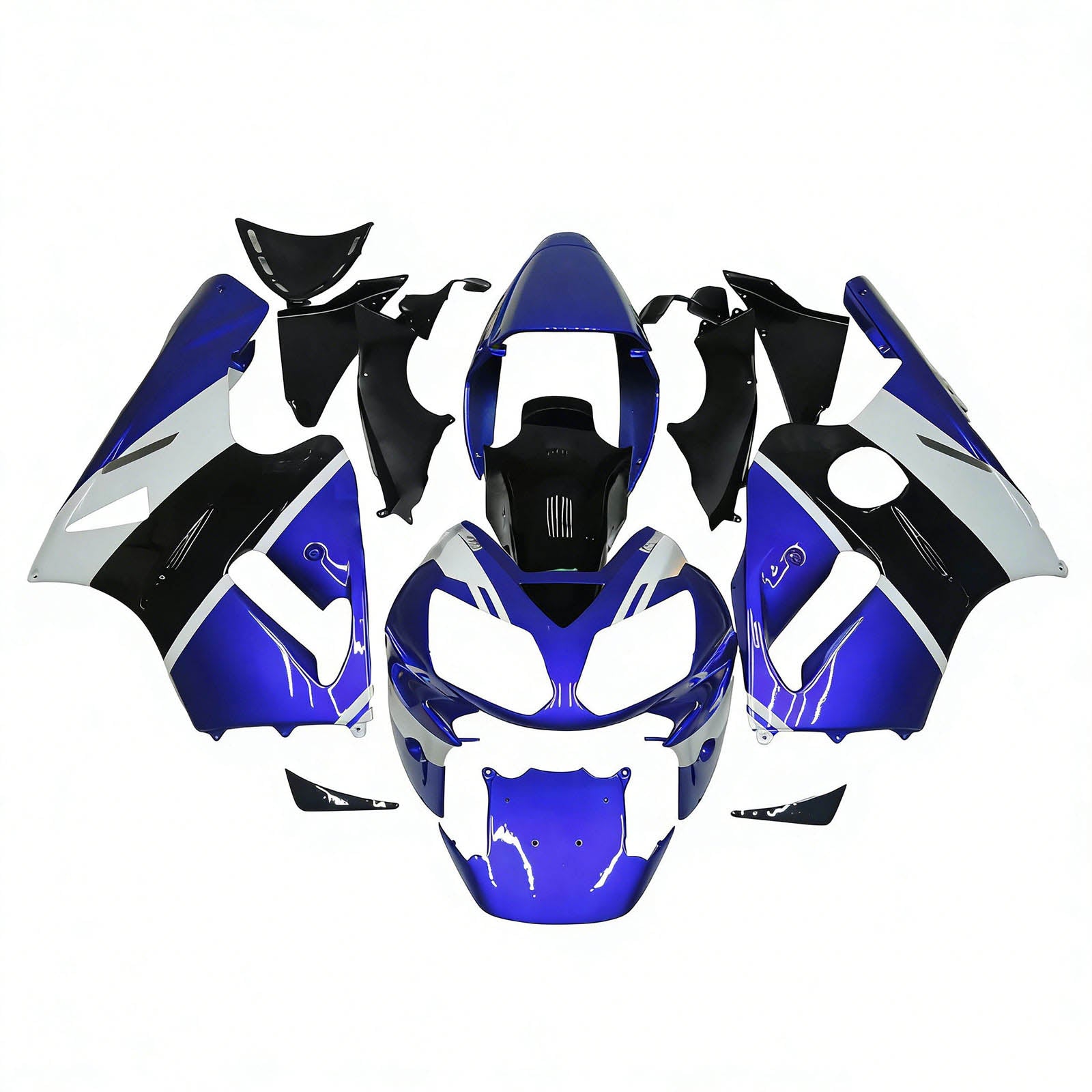 Amotopart 2002–2005 Kawasaki ZX12R Blau Schwarz Verkleidungsset