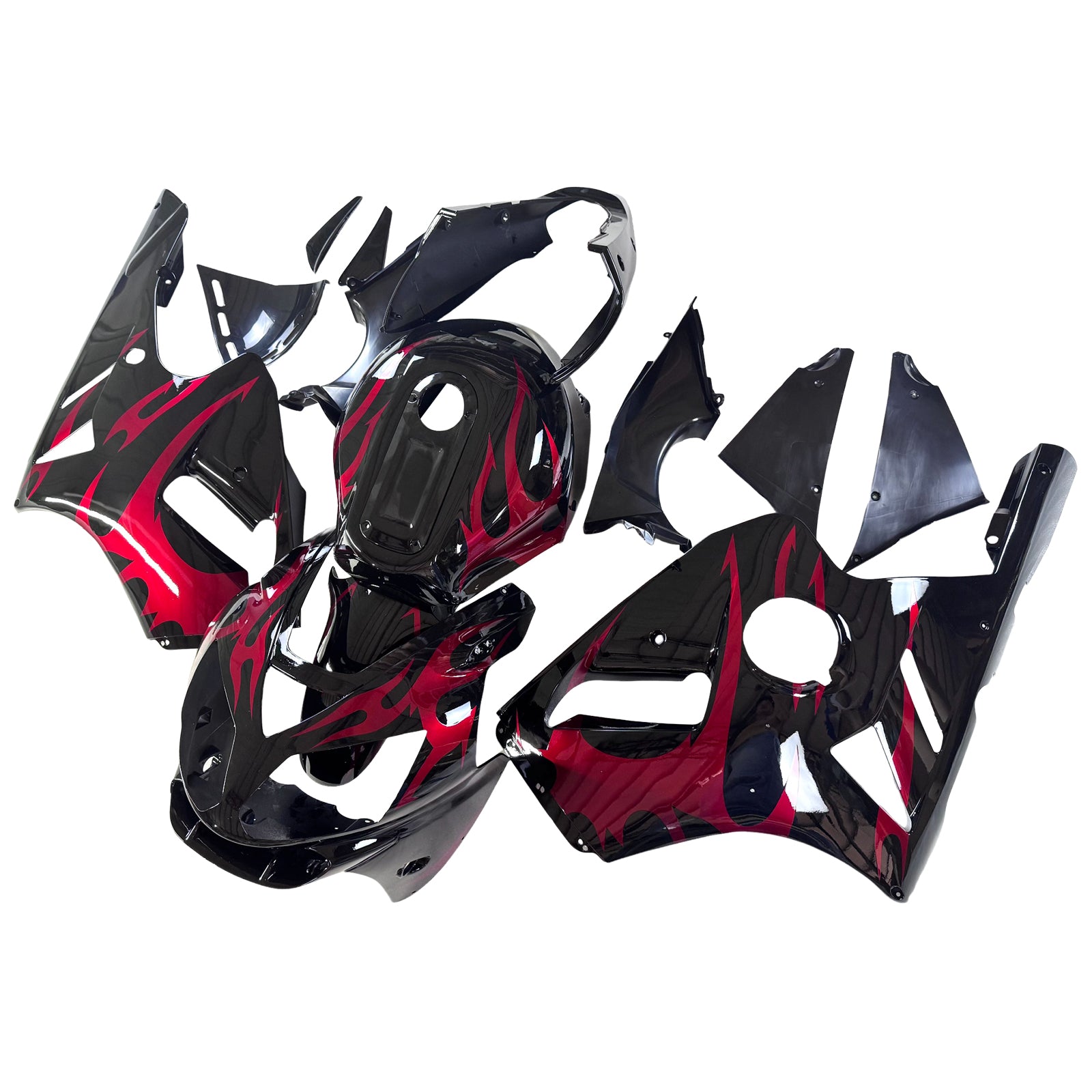 Amotopart 2002-2005 Kawasaki ZX12R Black Red Fairing Kit
