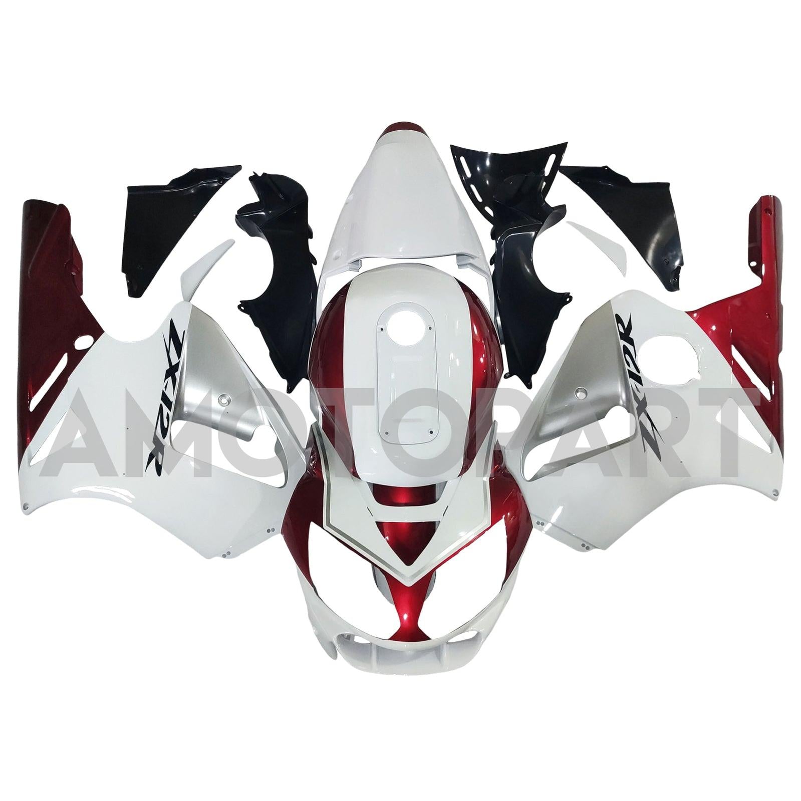 Amotopart 2002-2005  Kawasaki ZX12R White Red & Black Fairing Kit
