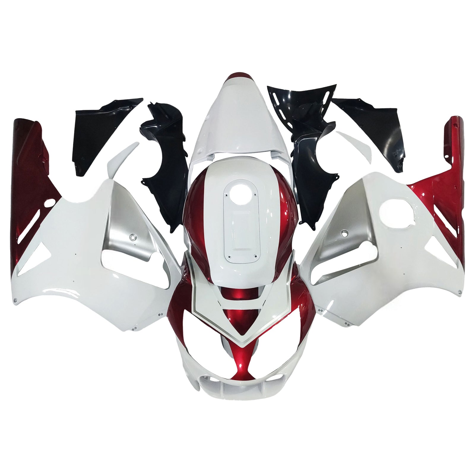 Amotopart 2002-2005 Kawasaki ZX12R Blanc Rouge & Kit de carénage noir