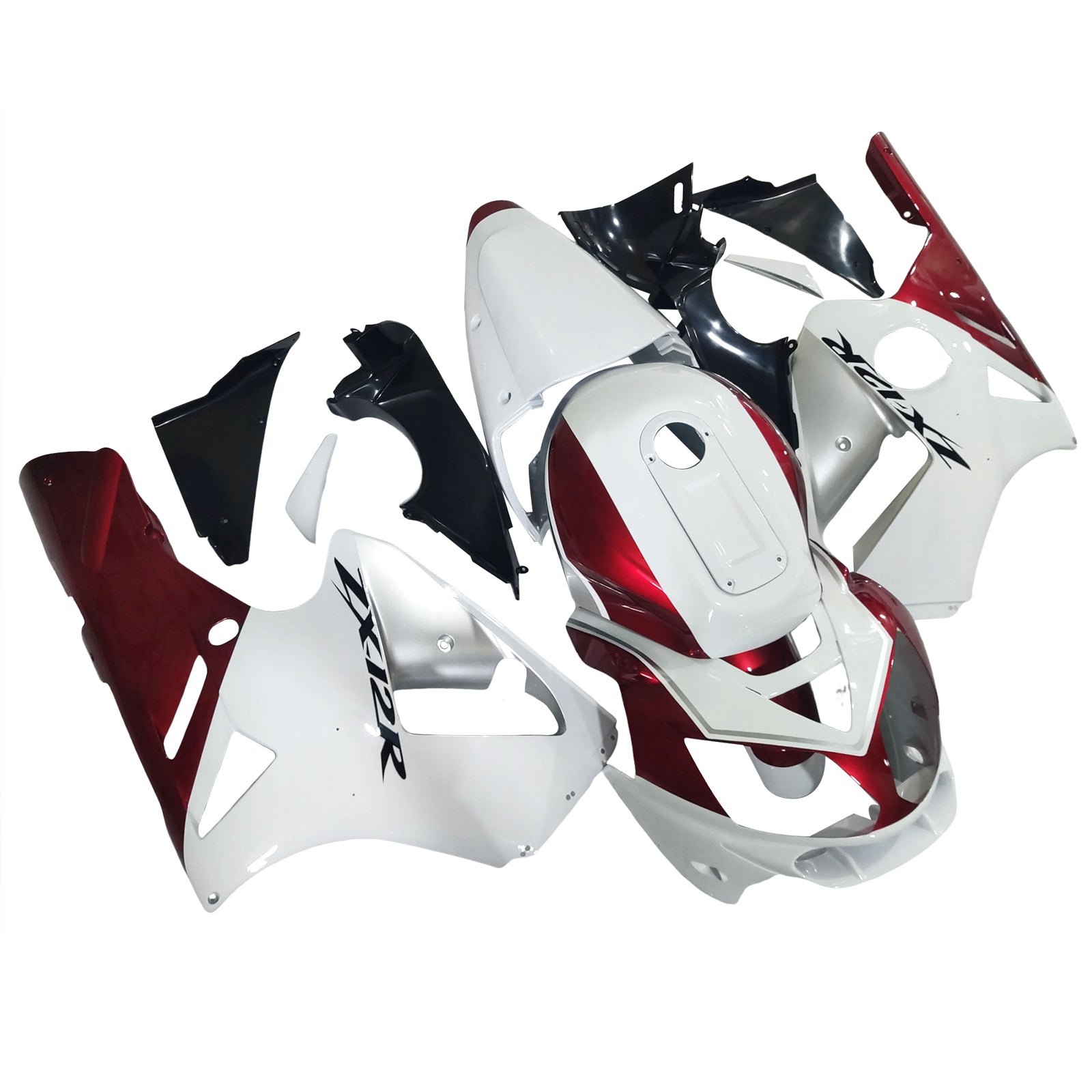 Amotopart 2002-2005 Kawasaki ZX12R White Red & Black Fairing Kit