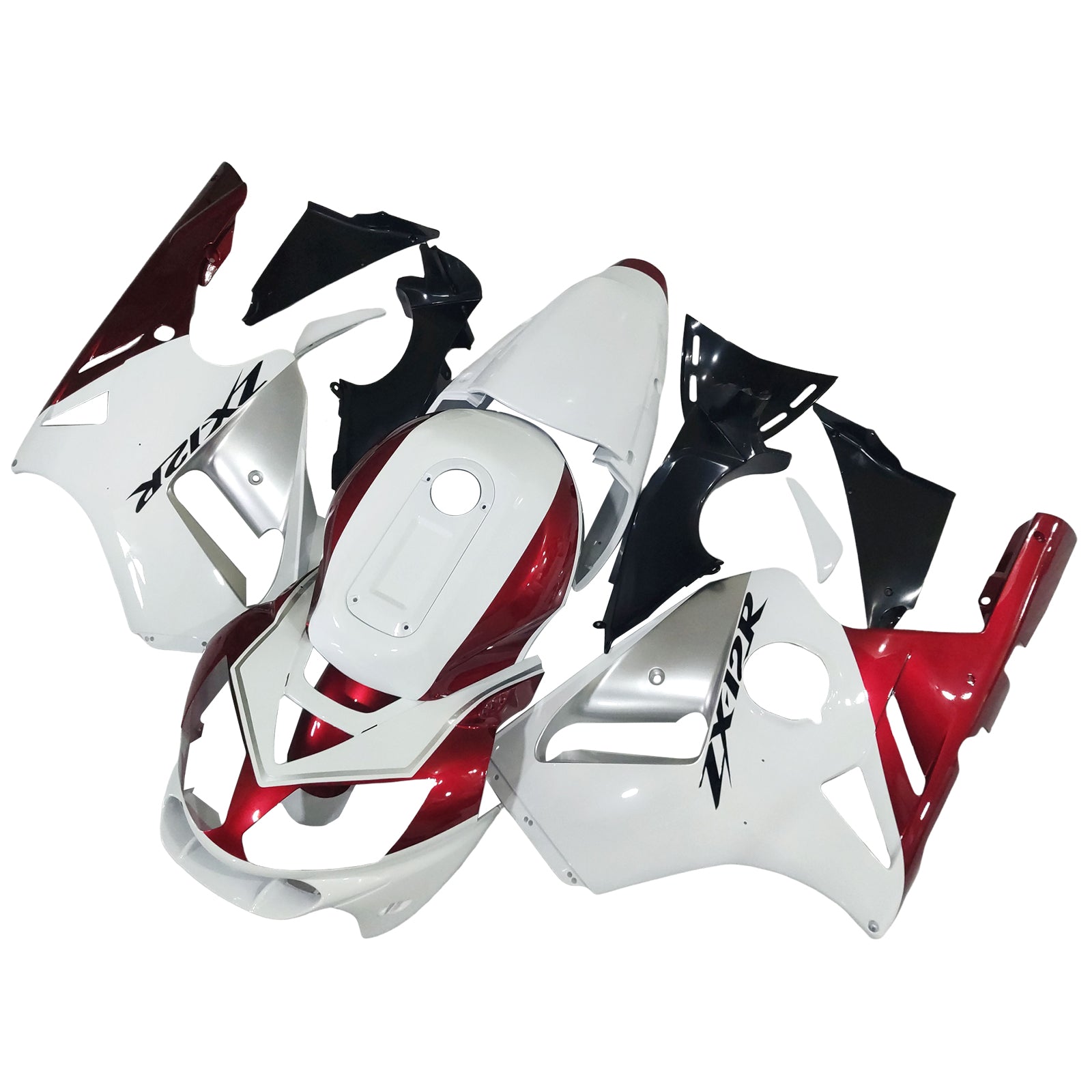 Amotopart 2002-2005 Kawasaki ZX12R White Red & Black Fairing Kit
