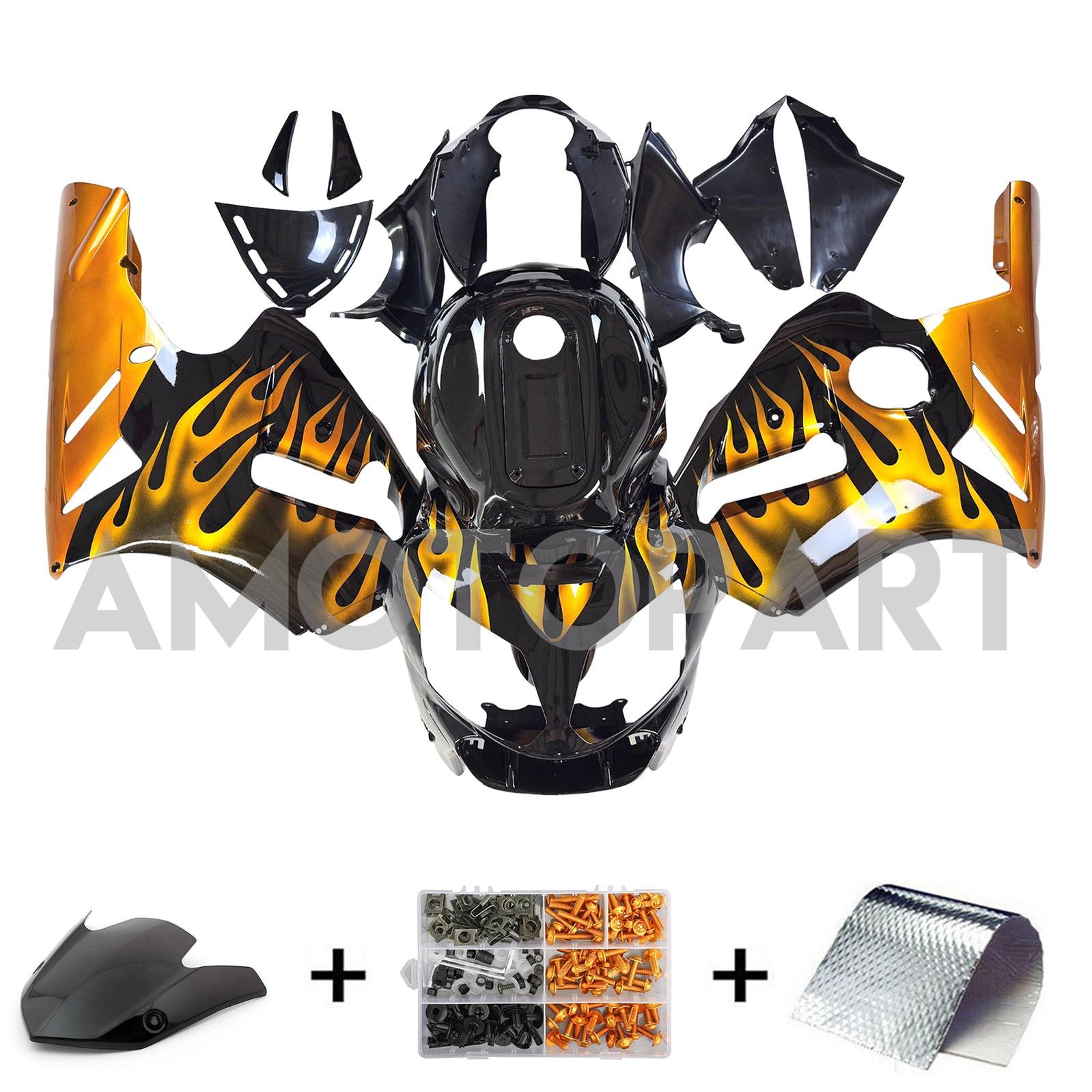 Amotopart 2002-2005  Kawasaki ZX12R Glossy Black & Yellow Fairing Kit