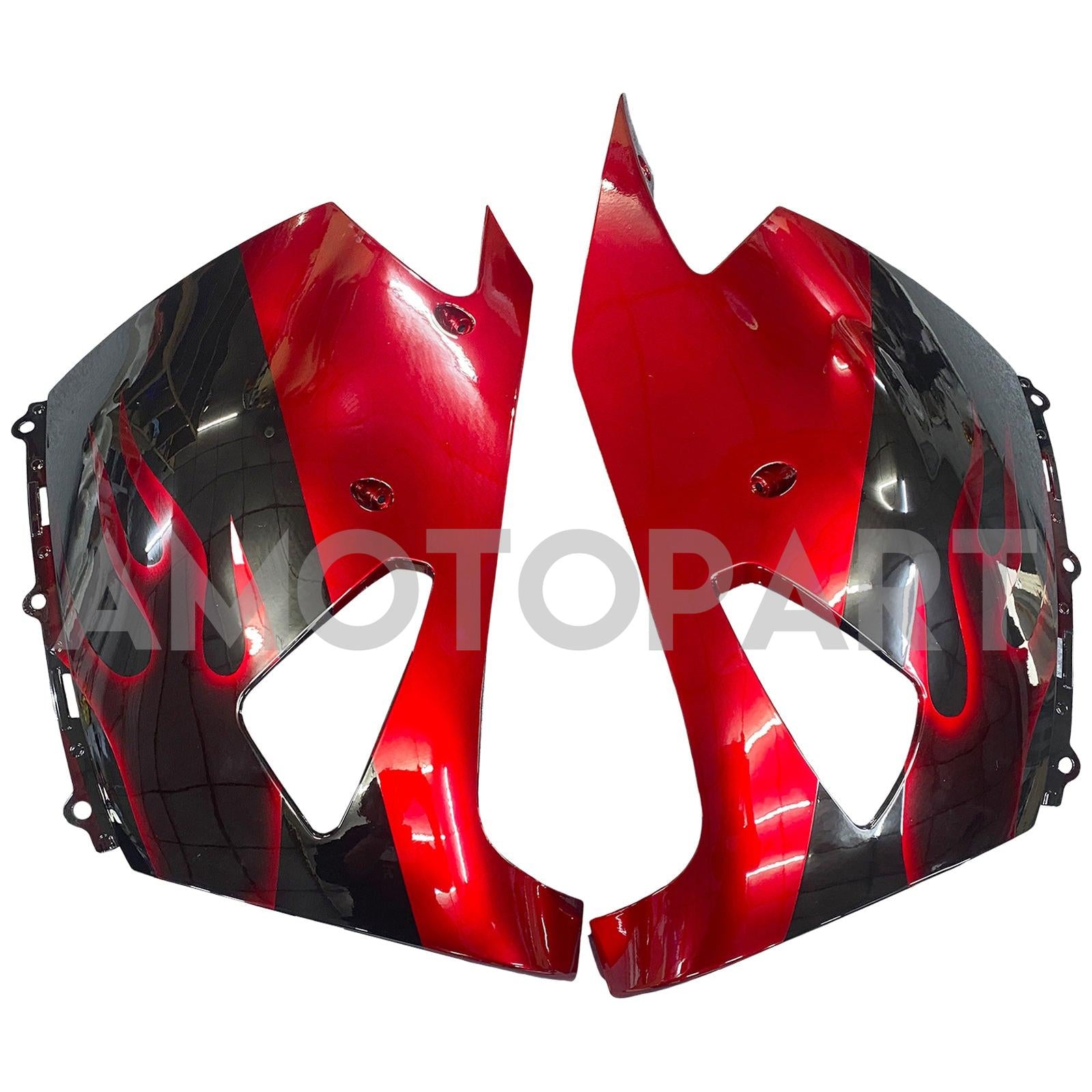 Amotopart 2006-2011 Kawasaki ZX14R Black with Red Flame Fairing Kit