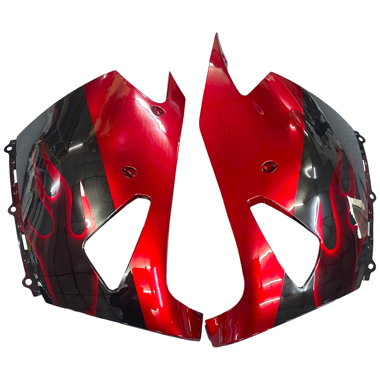 Amotopart 2006-2011 Kawasaki ZX14R Black with Red Flame Fairing Kit