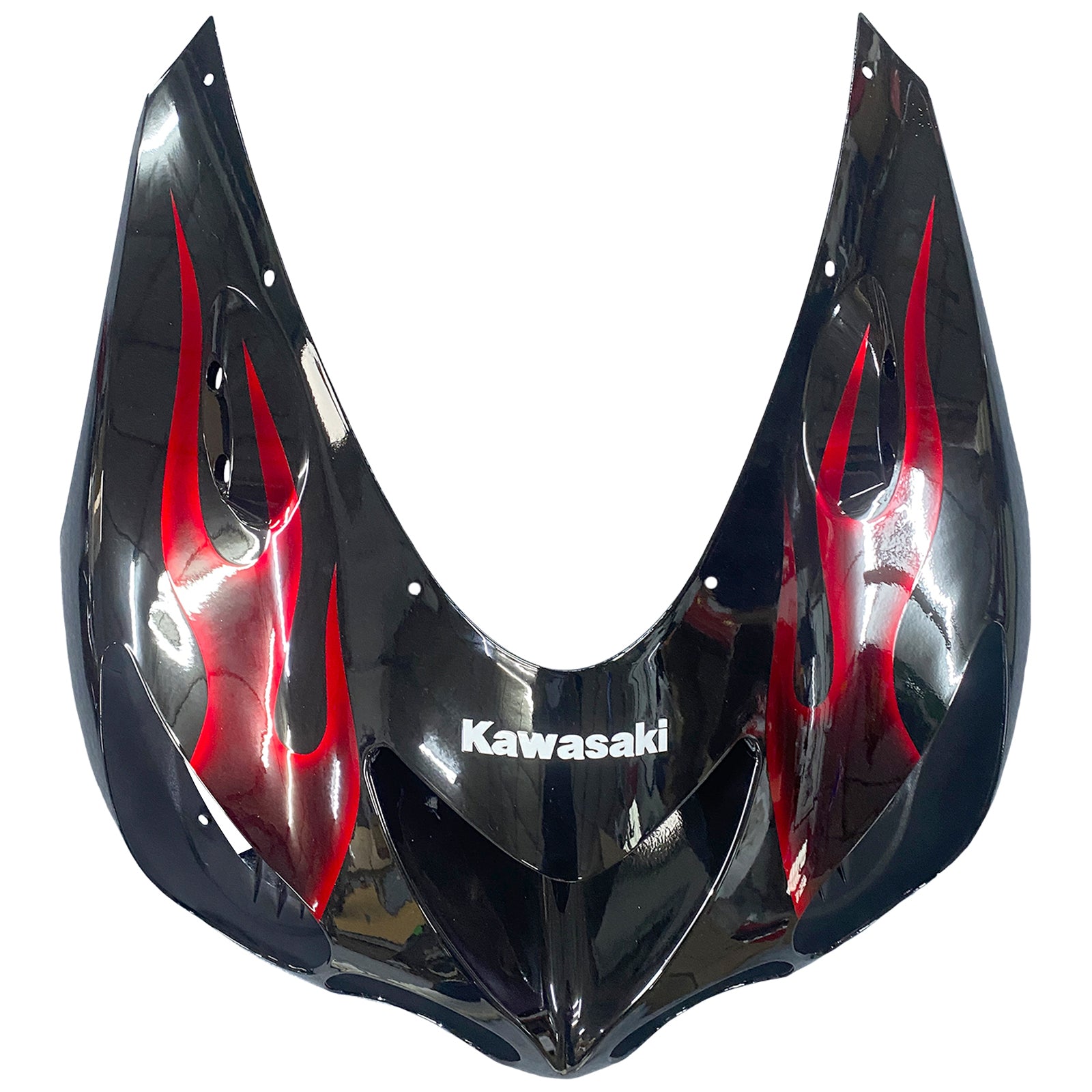 Amotopart 2006-2011 Kawasaki ZX14R Black with Red Flame Fairing Kit