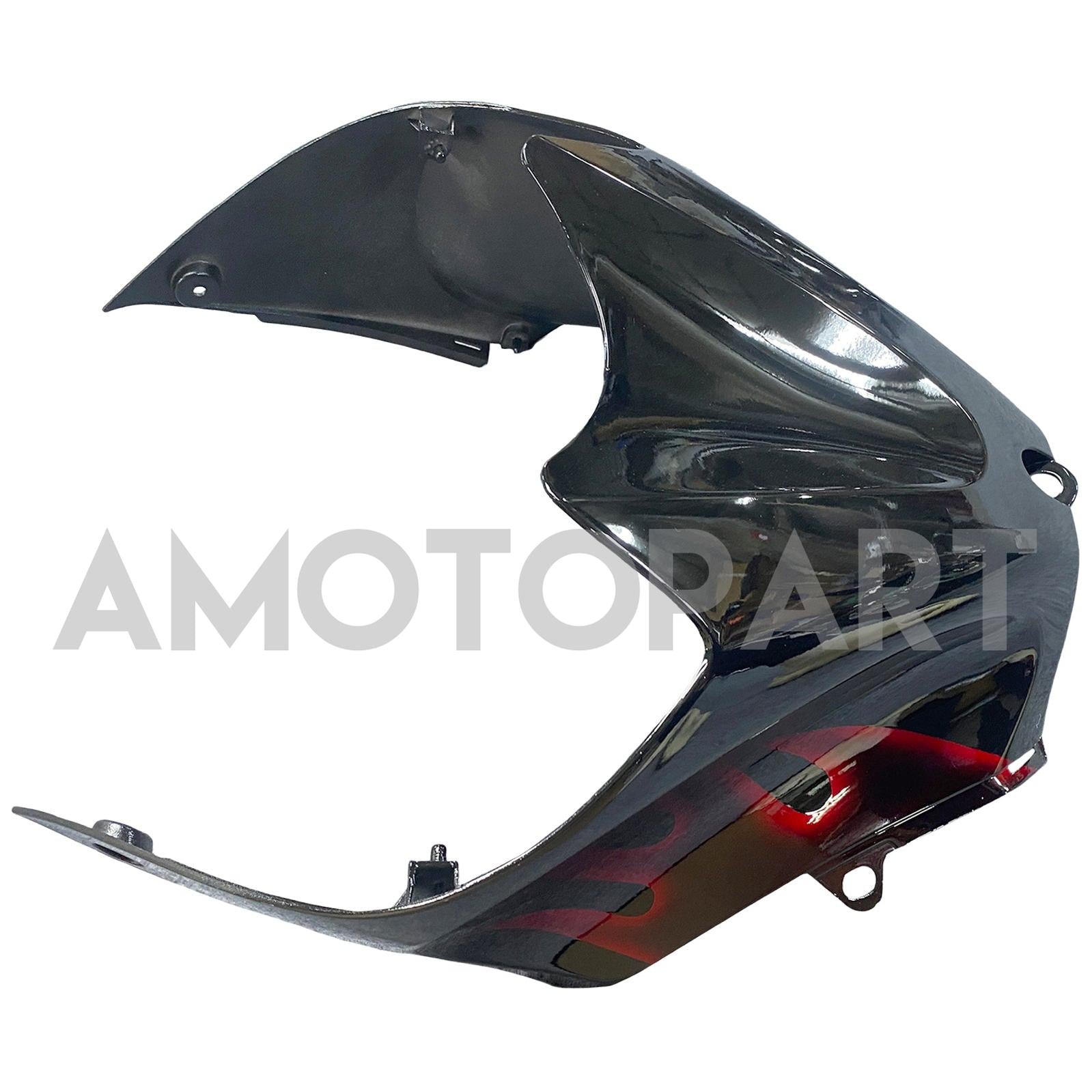 Amotopart 2006-2011 Kawasaki ZX14R Black with Red Flame Fairing Kit