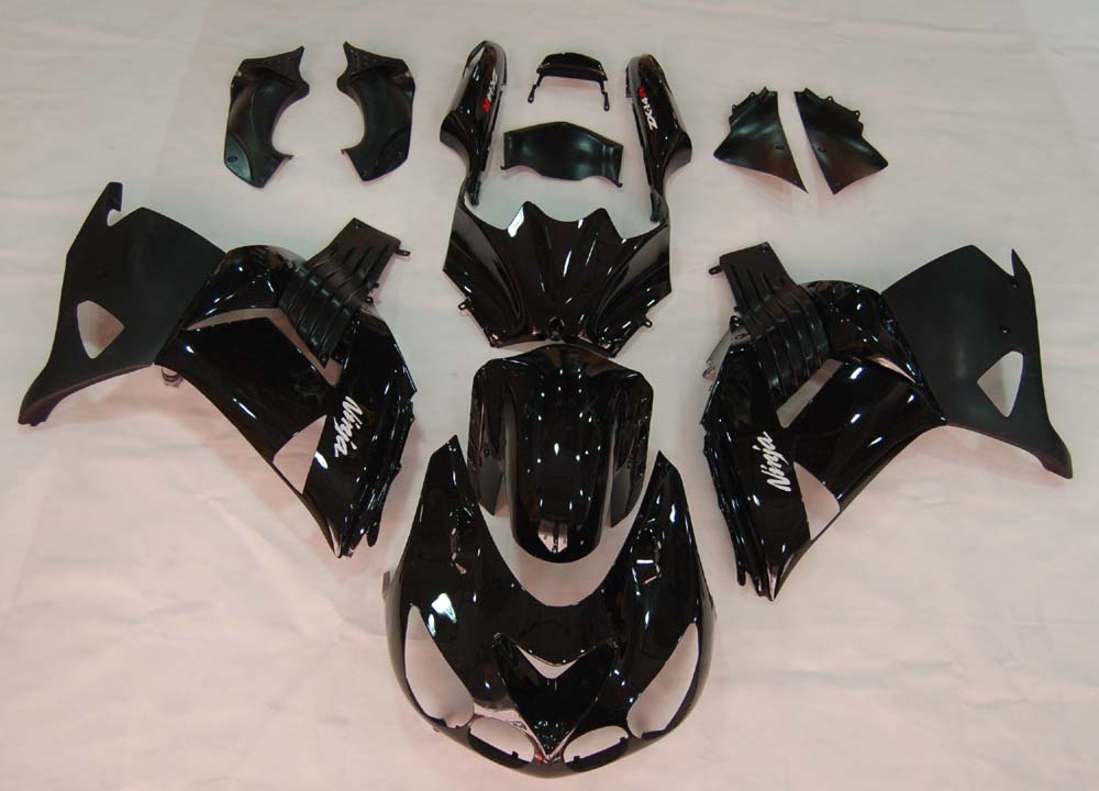 Kit de carénage Amotopart 2006-2011 Kawasaki ZX14R noir brillant