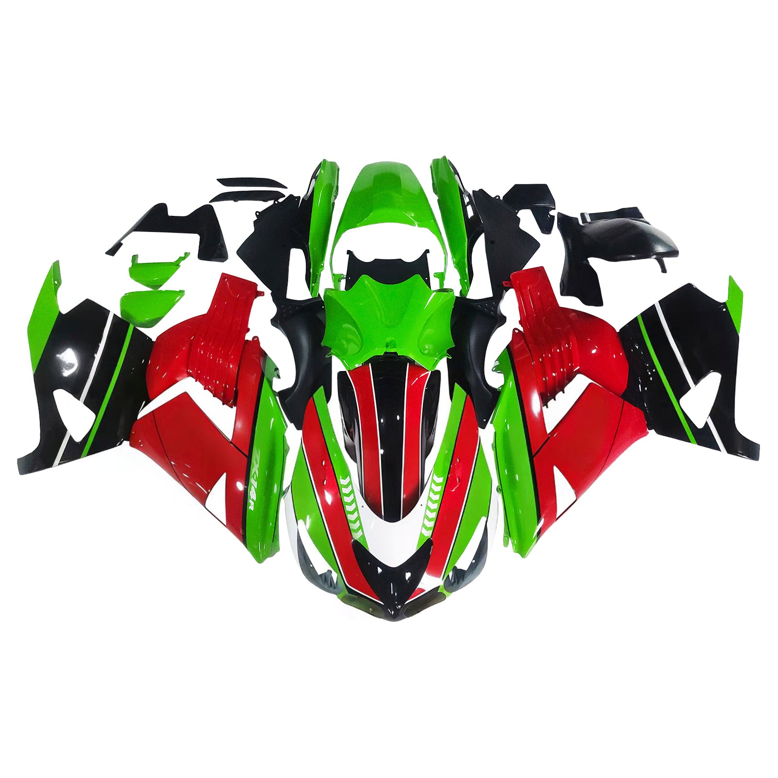 Amotopart 2006-2011 Kawasaki ZX14R Green&Red Fairing Kit