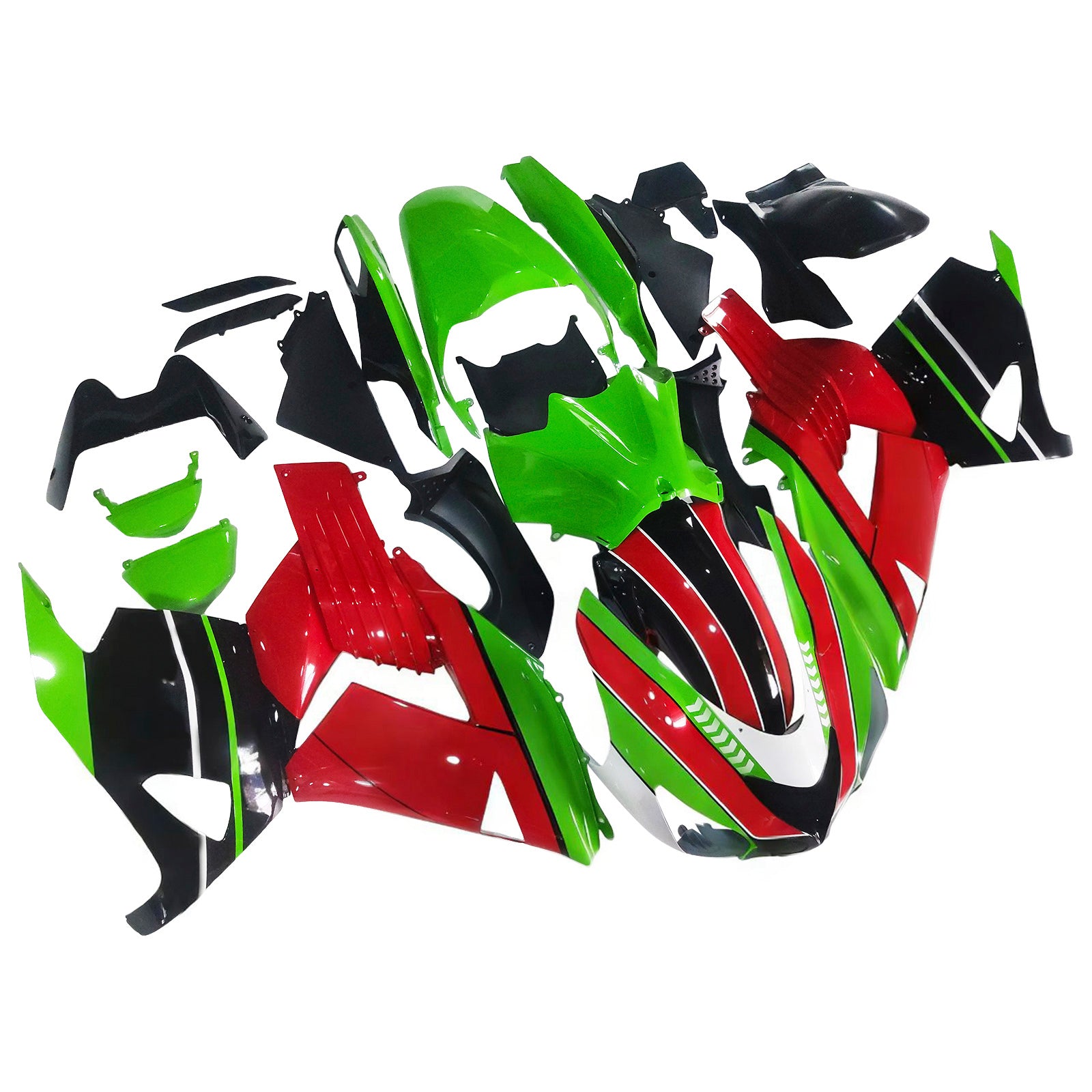 Amotopart 2006-2011 Kawasaki ZX14R Green&Red Fairing Kit