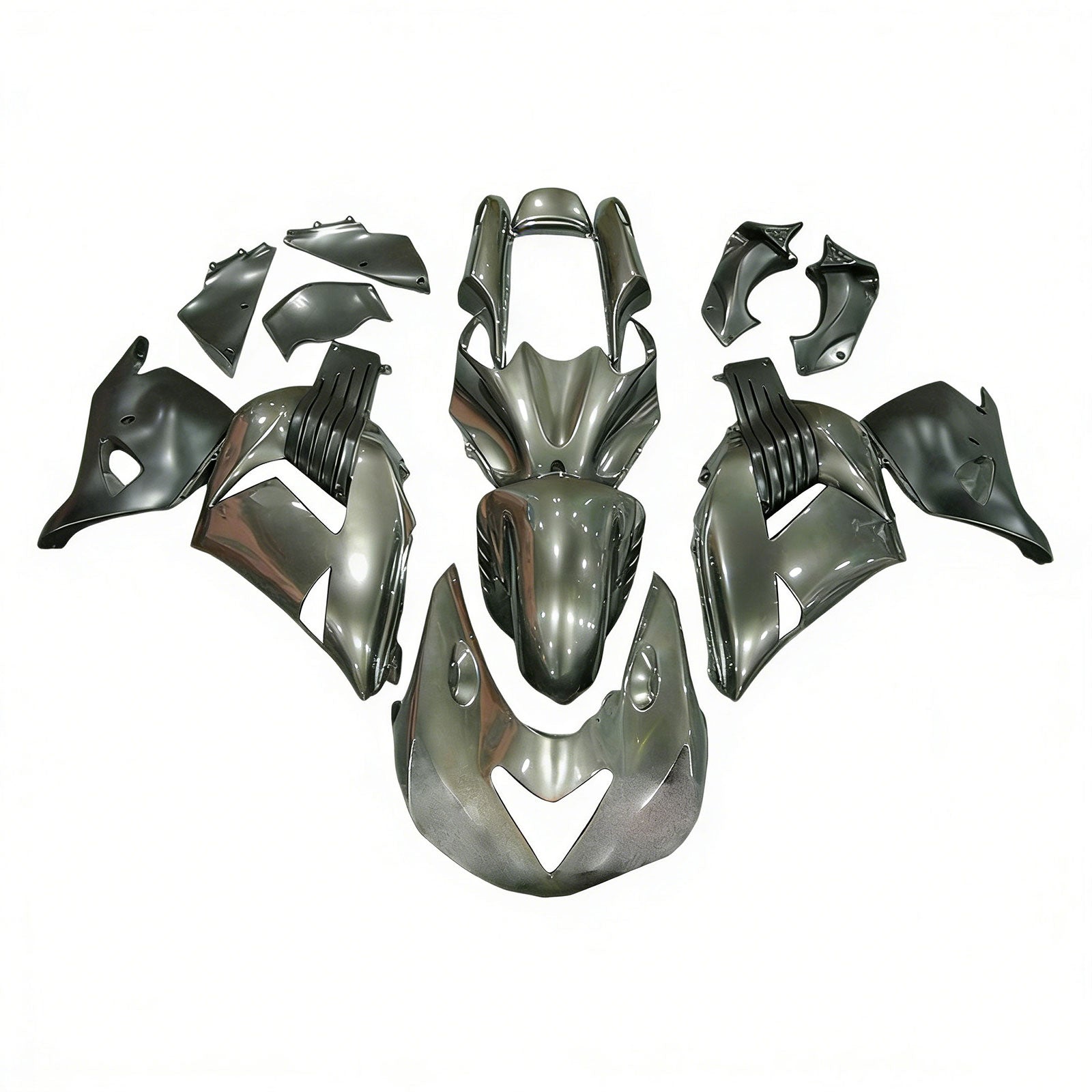 Amotopart 2006-2011 Kawasaki ZX14R ZZR1400 Lesklá šedá a bílá kapotáž sada
