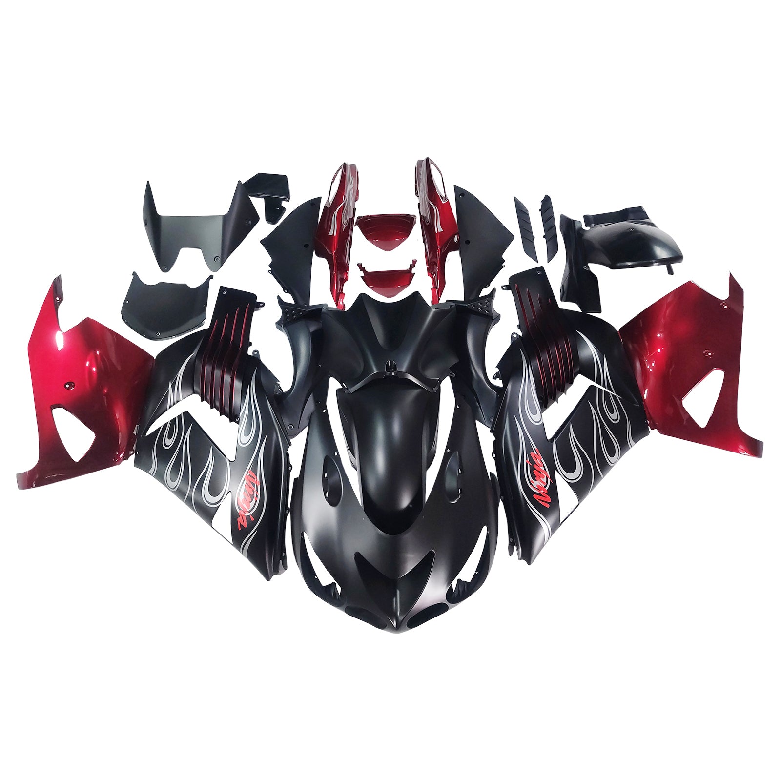 Amotopart 2006-2011 Kawasaki ZX14R ZZR1400 Matte Black Fairing Kit