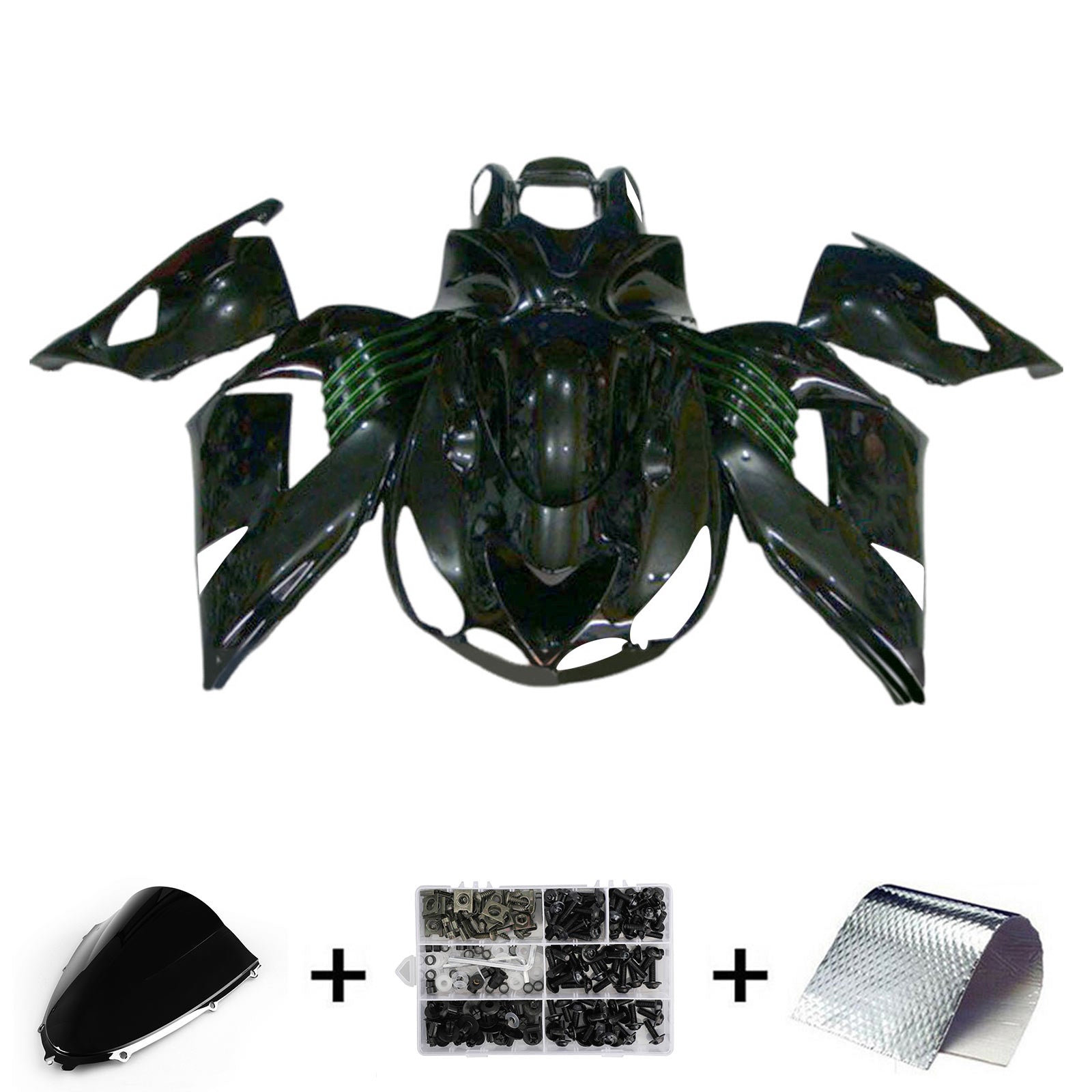 Amotopart 2006-2011 Kawasaki ZX14R ZZR1400 Black Fairing Kit
