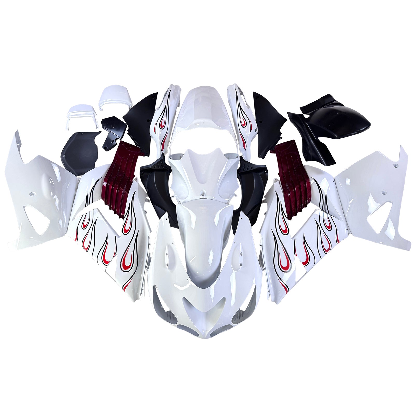 Amotopart 2006-2011 Kawasaki ZX14R ZZR1400 WHITE BLACK RAKY