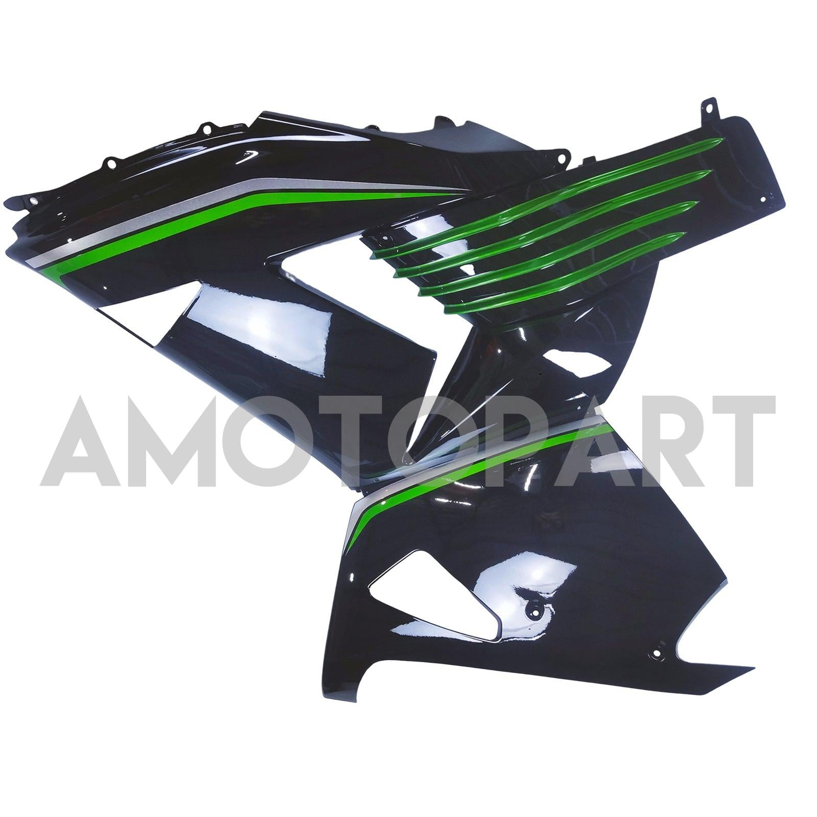 Amotopart 2006-2011 Kawasaki ZX14R ZZR1400 Glossy Black & Green  Fairing Kit