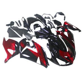 Amotopart 2006-2011 Kit carena Kawasaki ZX14R ZZR1400 rosso nero lucido