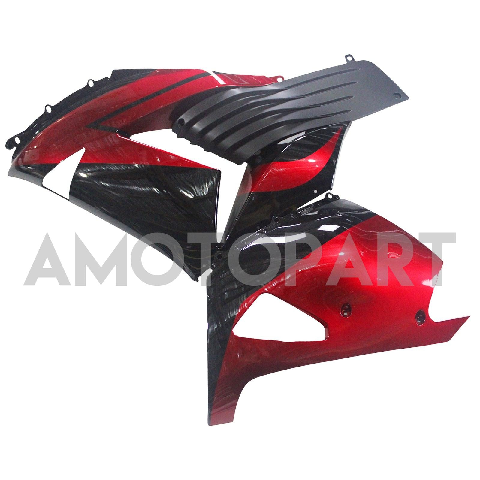 Amotopart 2006-2011 Kawasaki ZX14R ZZR1400 Glossy Red Black Fairing Kit