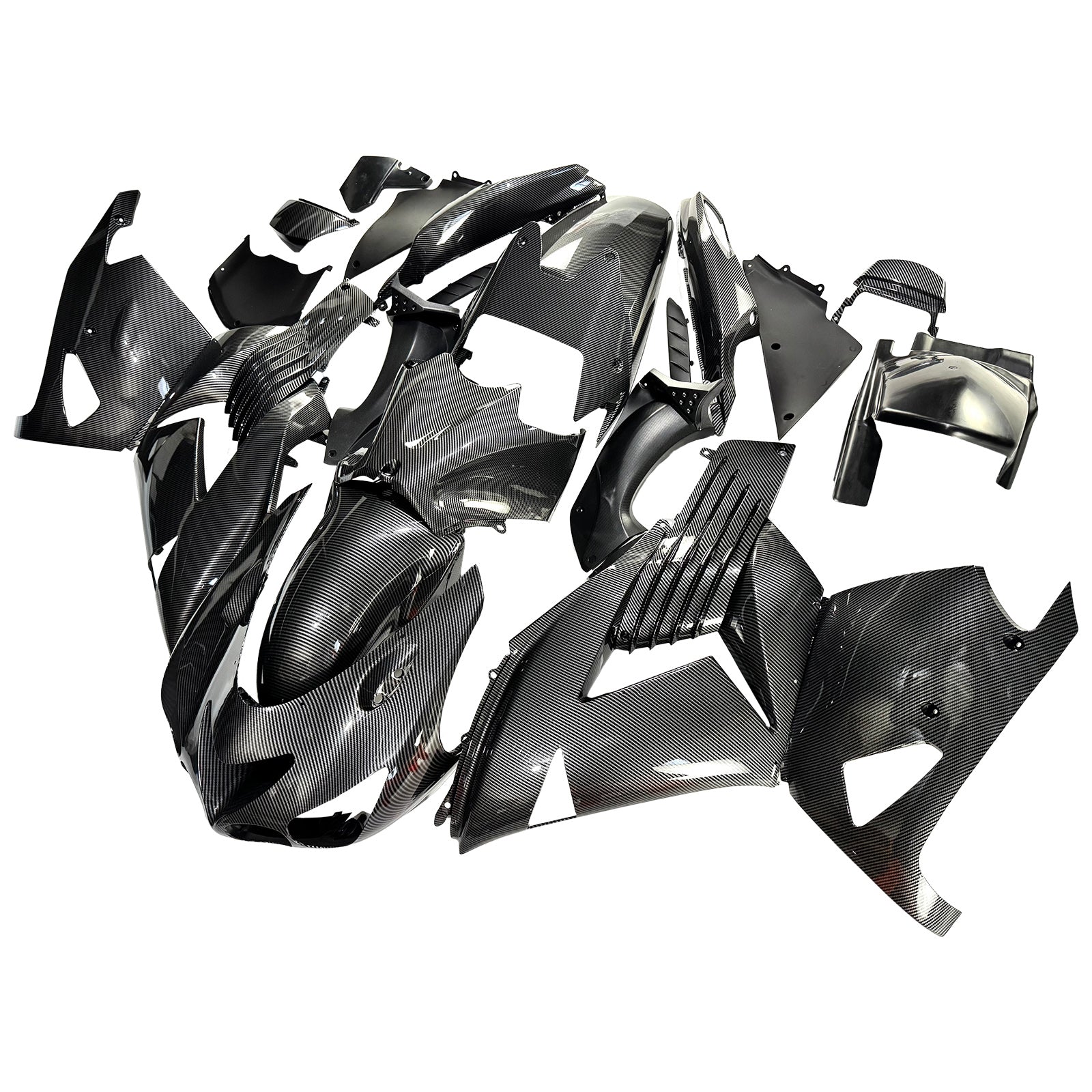 Amotopart 2006-2011 Kawasaki ZX14R ZZR1400 Carbon Fiber Black Fairing Kit