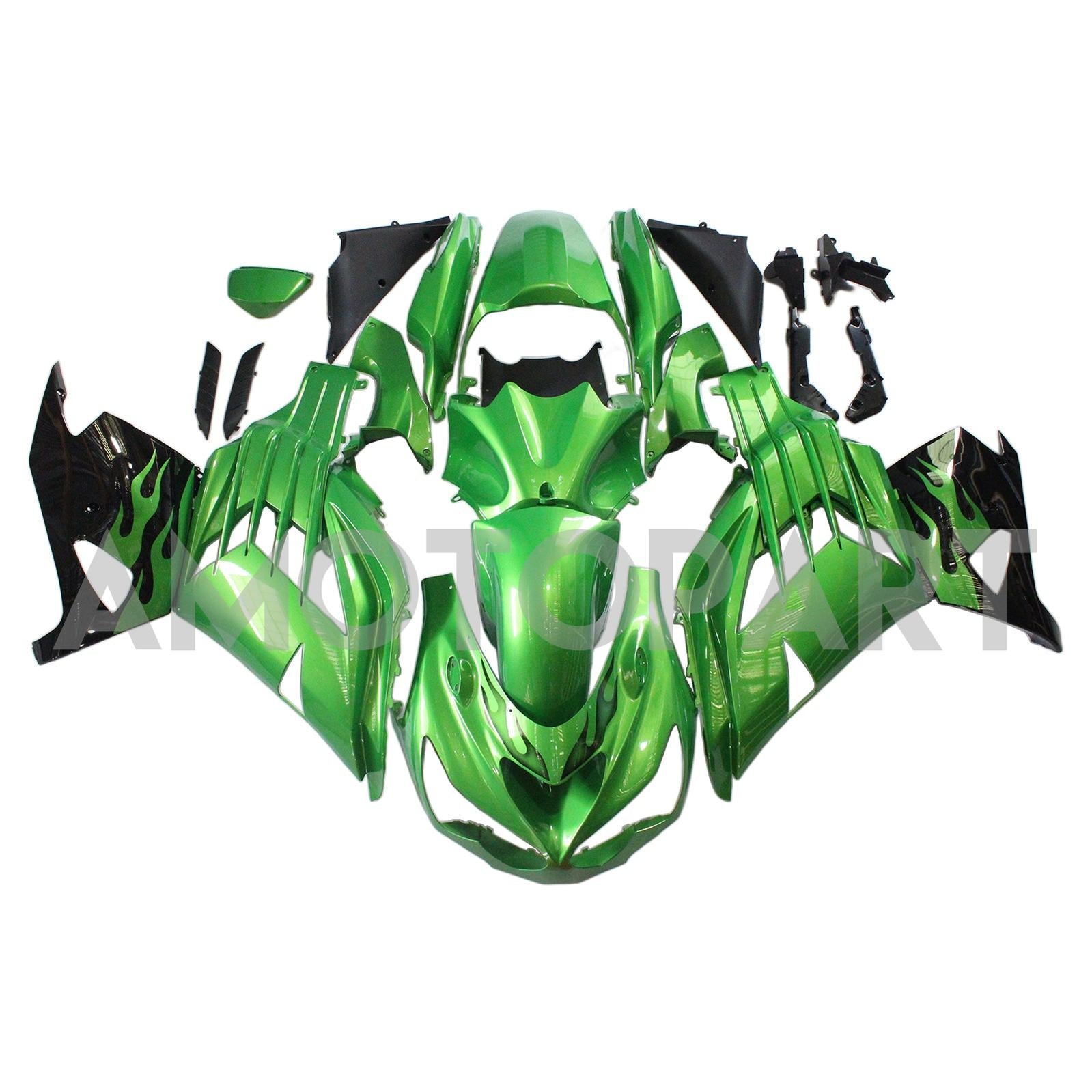 Amotopart Kawasaki 2012-2025 ZX14R Green Fairing Kit