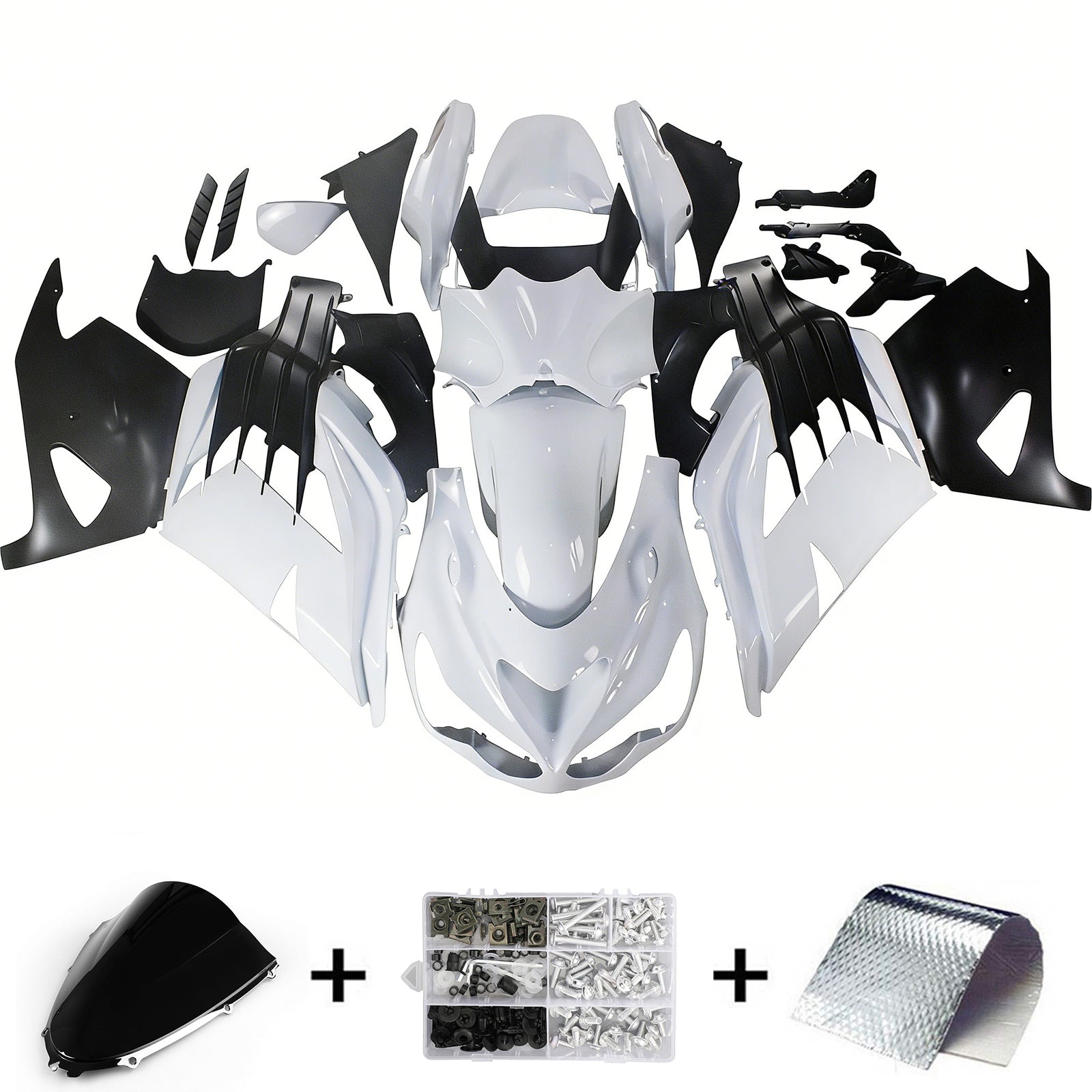 Amotopart Kawasaki 2012-2025 ZX14R White Fairing Kit