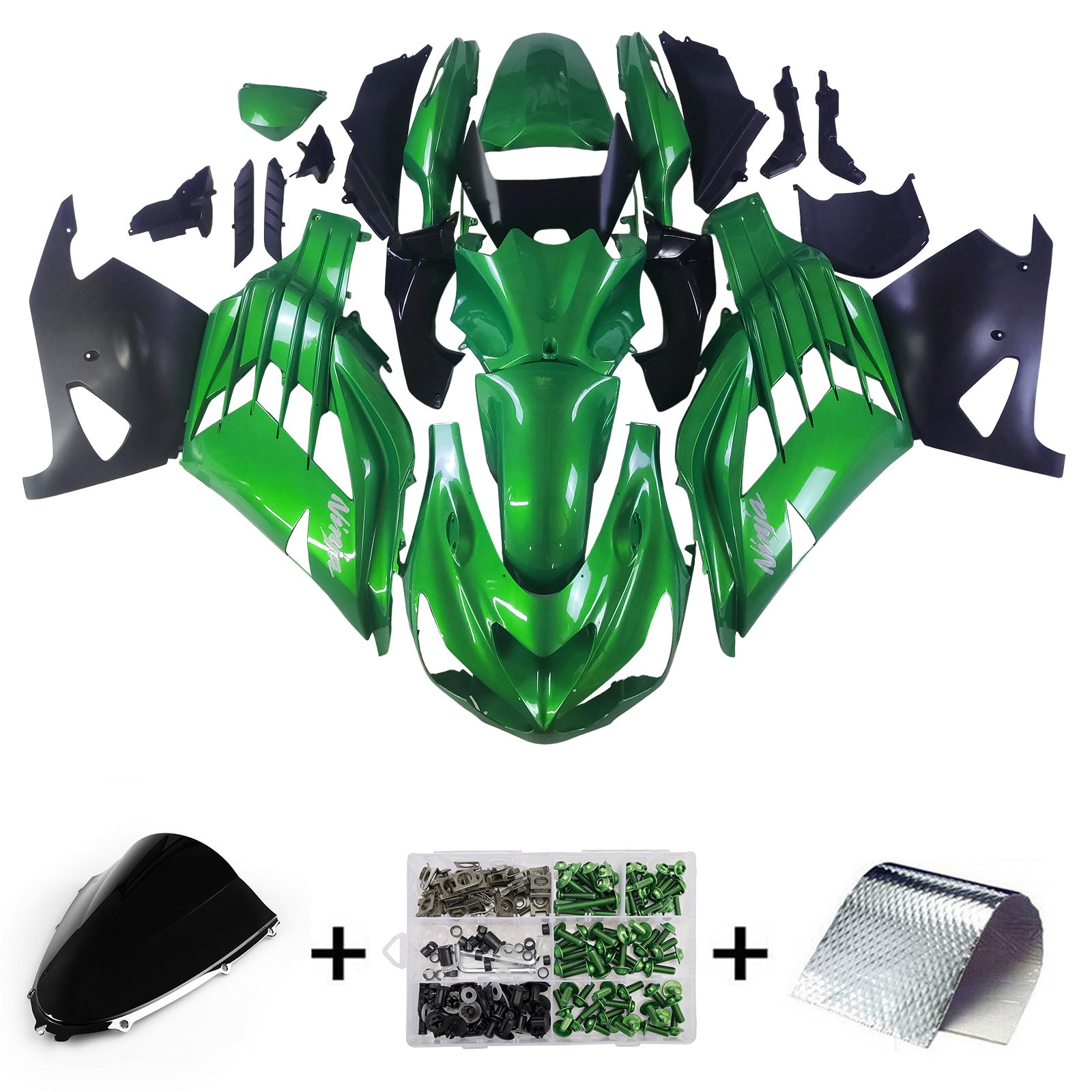 Amotopart Kawasaki 2012-2025 ZX14R グリーン フェアリングキット