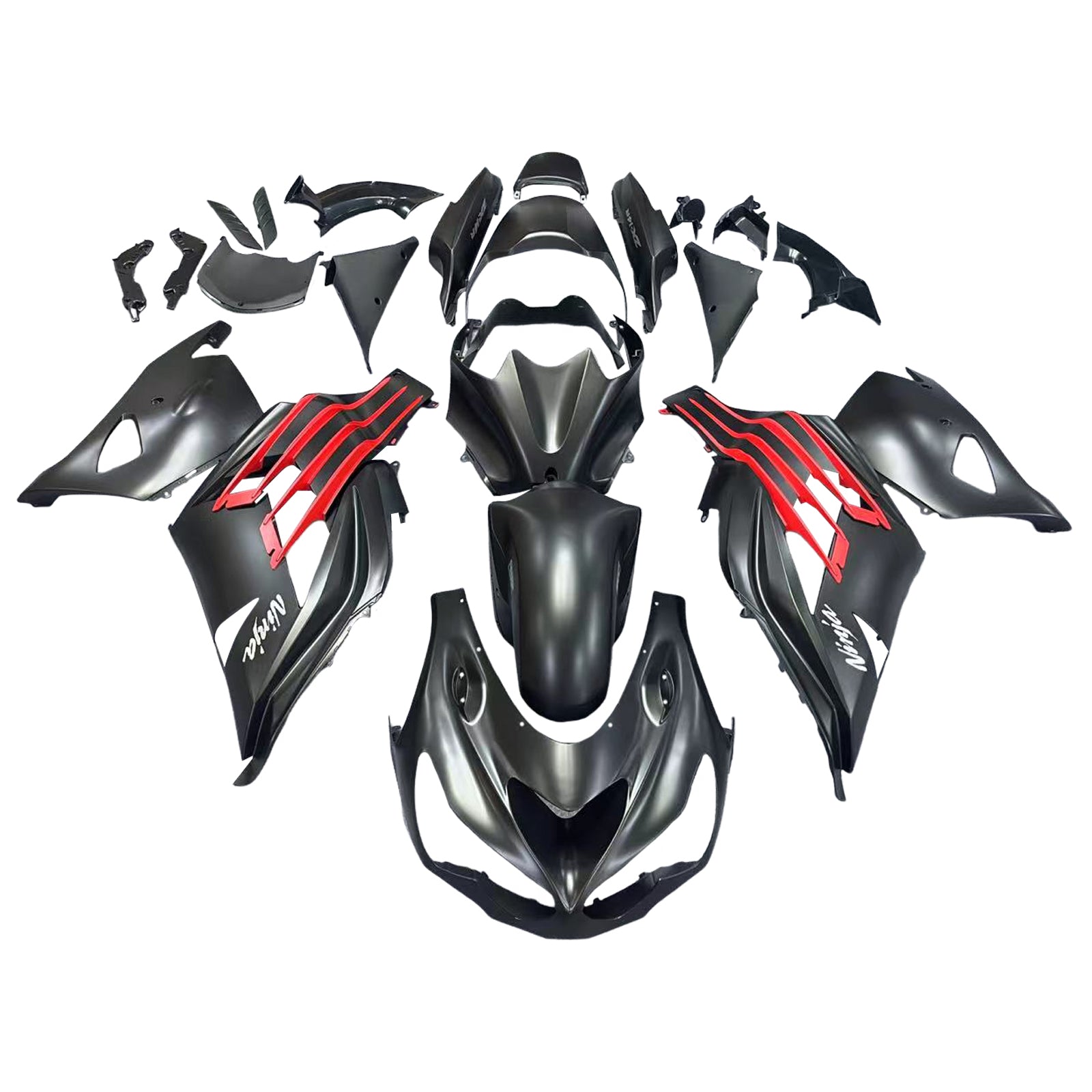 Amotopart Kawasaki 2012-2022 ZX14R Black Red Fairing Kit