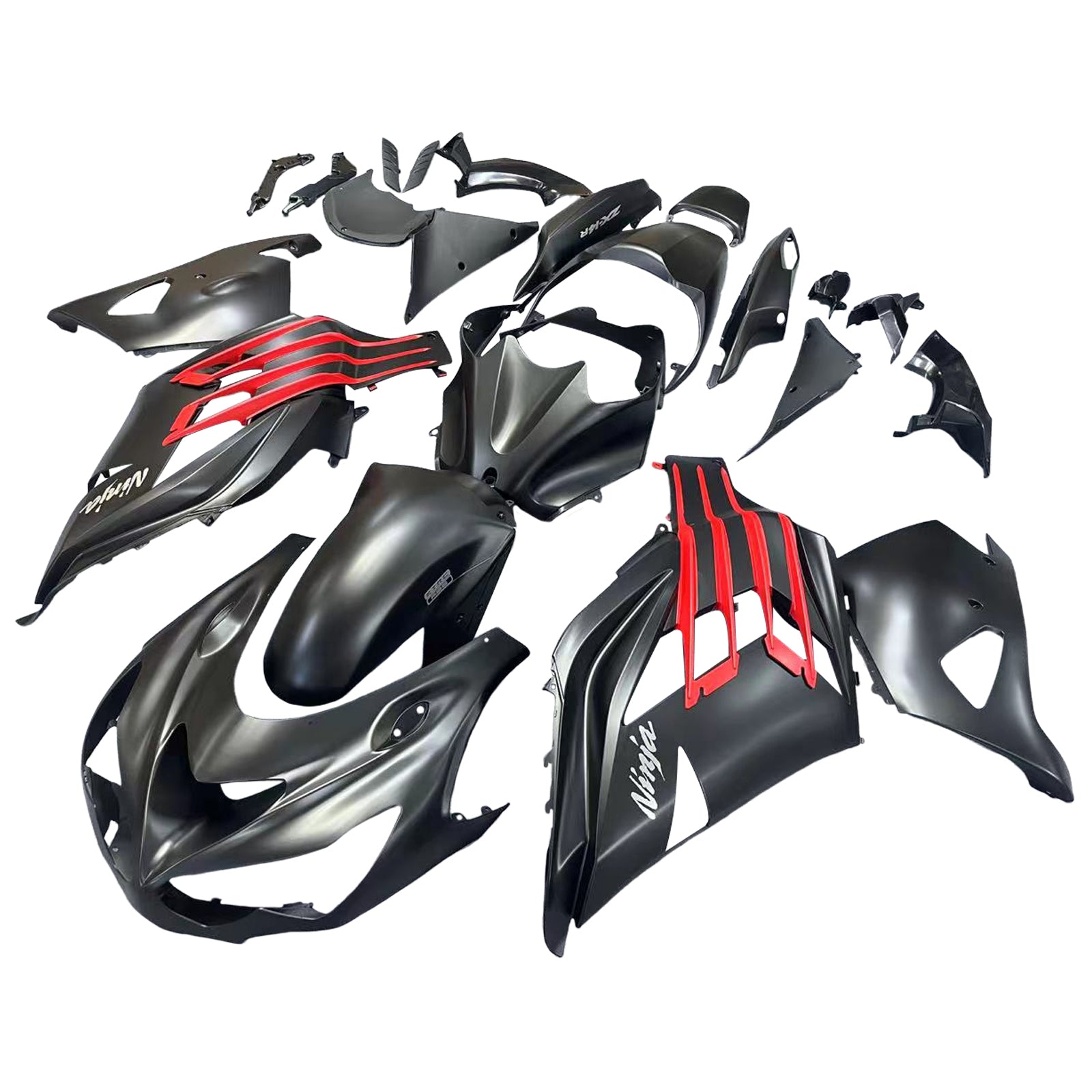 Amotopart Kawasaki 2012-2022 ZX14R Black Red Fairing Kit