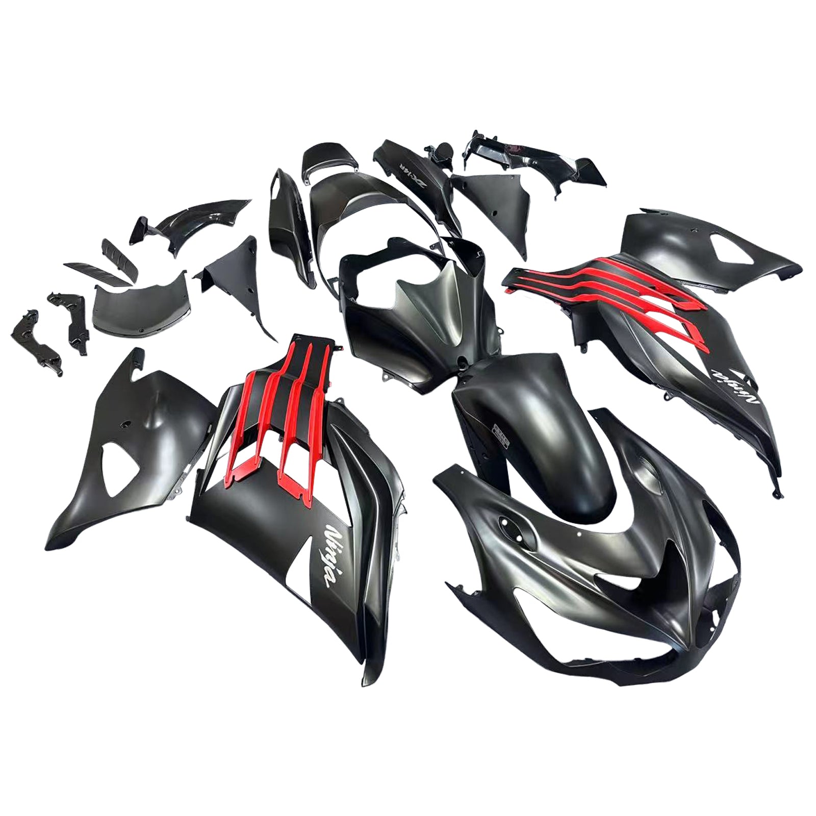 Amotopart Kawasaki 2012-2022 ZX14R Black Red Fairing Kit