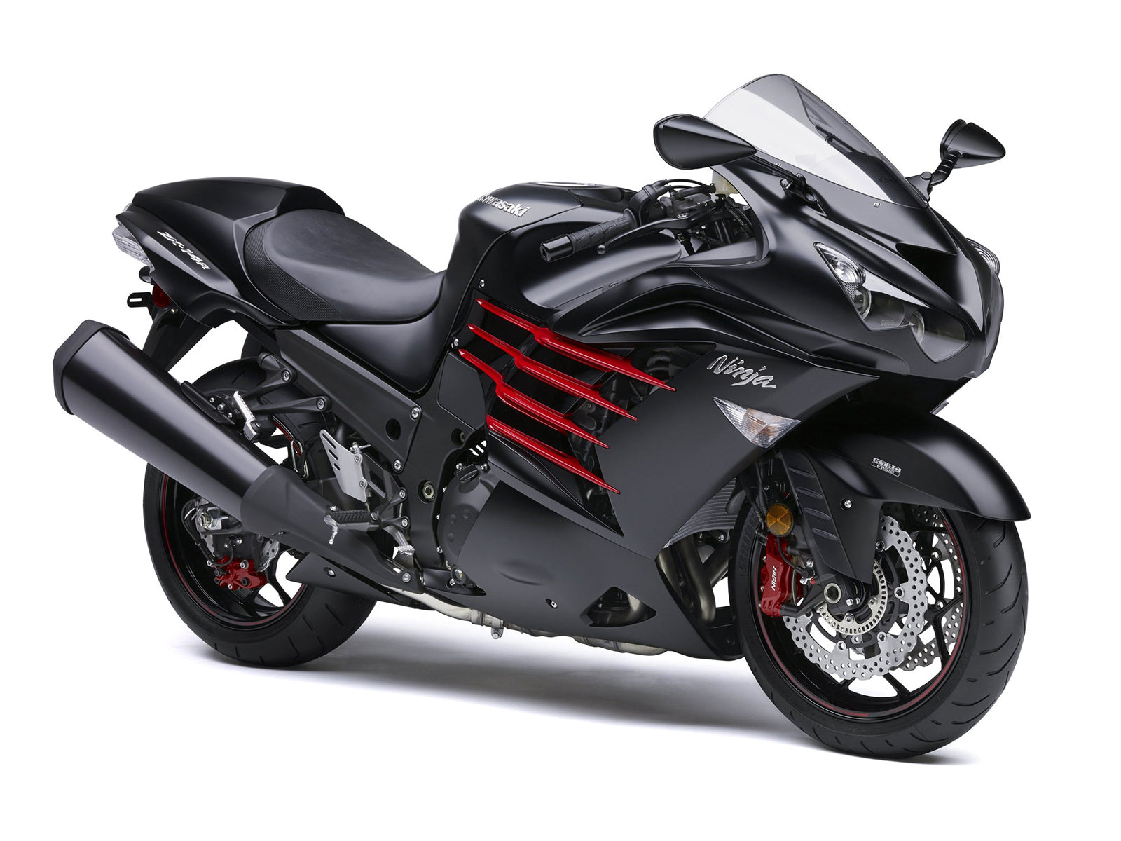 Amotopart Kawasaki 2012–2022 ZX14R Schwarz-Rot-Verkleidungsset