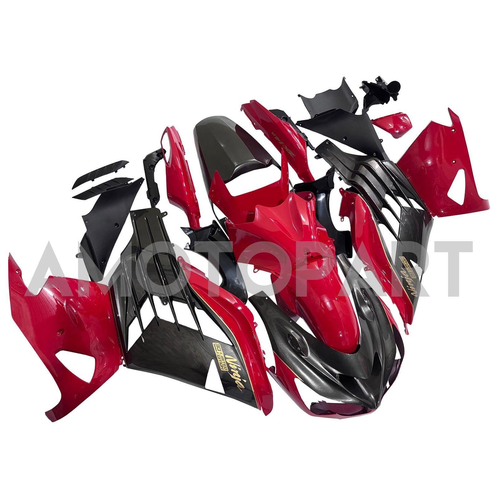 Amotopart Kawasaki 2012-2022 ZX14R Black s červenou kapotou