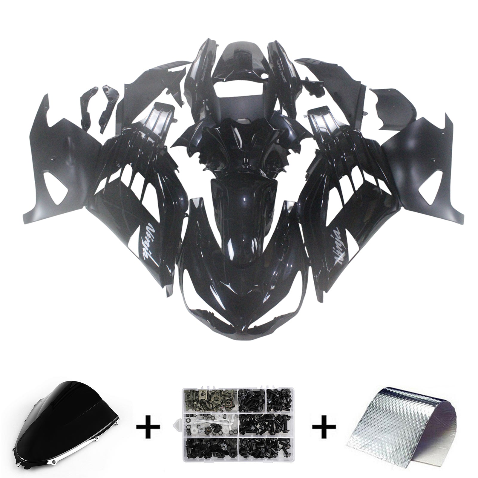 Kit carena nera Amotopart Kawasaki 2012-2022 ZX14R